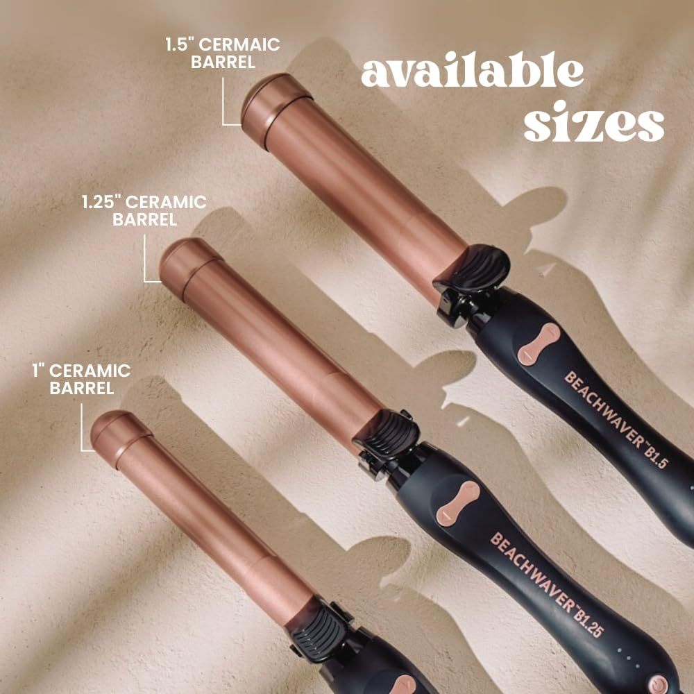 Beachwaver Co. B1 Rotating Curling Iron Midnight Rose (BW160) – Automatic 1" Ceramic Rotating Curling Iron with Short Beveled No-Kink Clamp, Bi-Directional Arrow Buttons, 3 Heat Settings 290°F/350°F/410°F, Even Heat for