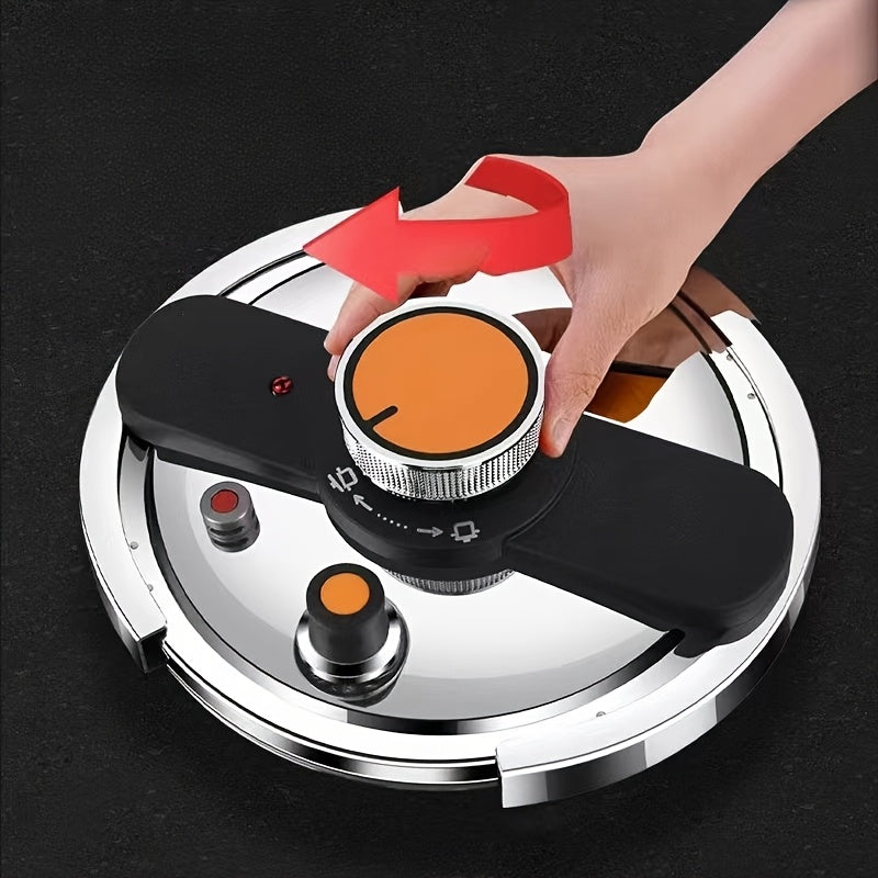 Stainless Steel Pressure Cooker - High-Pressure Fast Cooking with One-Touch Locking Lid, Induction & Gas Stove Compatible, 201 Stainless Steel Construction, Safety Valve & Pressure Gauge, Lightweight & Durable for Indoor/Outd
