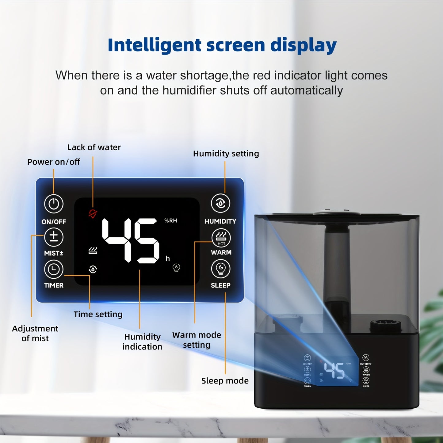 Humidifier: 1.85Gal/7L Humidifiers for Home, Humidifiers for Bedroom / Baby / Plants/Office, Luxury Large-Capacity Aroma System for Whole-Home Fragrance. Humidity Control Display Diffuser: Top-Fill, 360° Nozzle & Dual Mist,