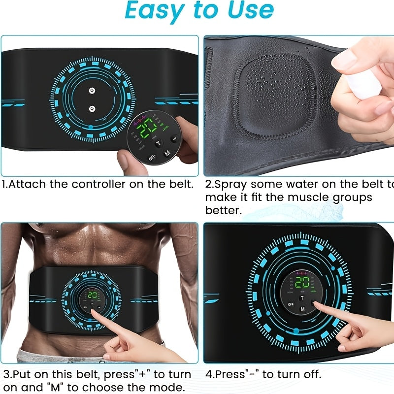 3-in-1 EMS Muscle Stimulator | 8 Modes & 20-Level Intensity, Toner Belt Abs Stimulator, Rechargeable Battery, USB Powered by MOOD LIGHT