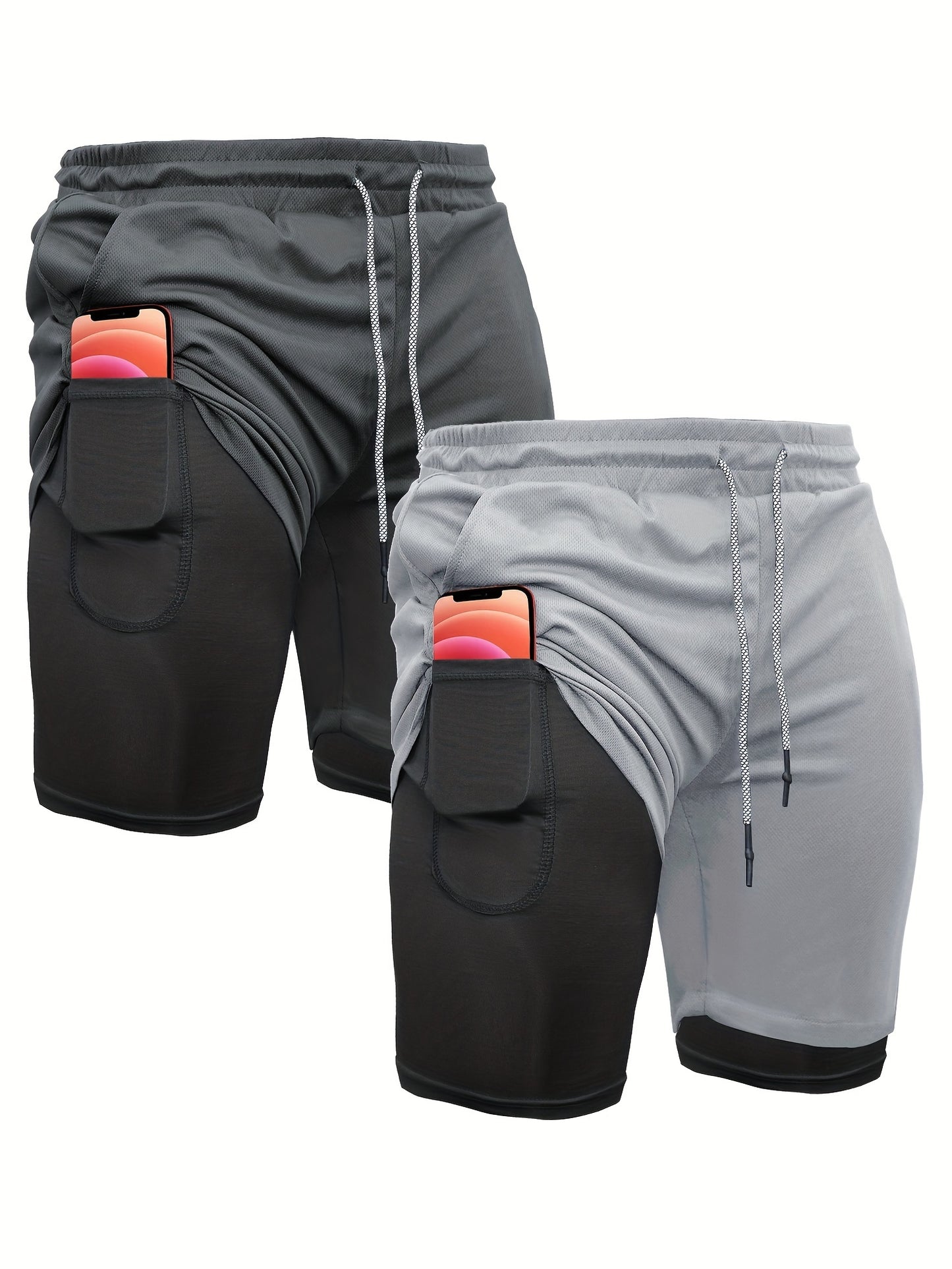 OEBLD Men's 2-in-1 Running Shorts Lightweight Polyester