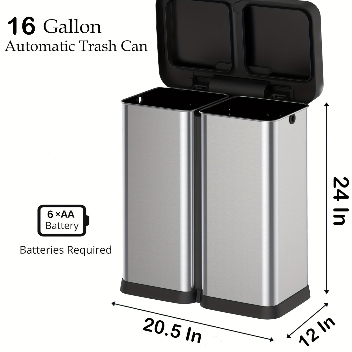 TACKVIEW Automatic Motion Sensor Trash Can Soft-Close Lid