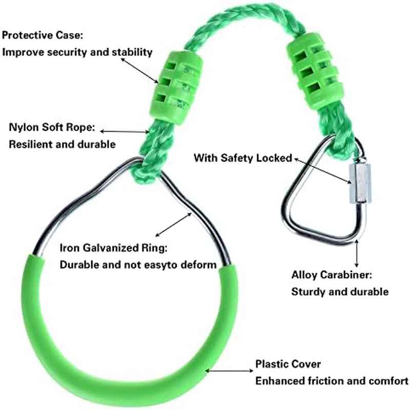 Kids Garden Ninja Gymnastic Rings | Colorful Design, Trapeze Swing Function, Rubber Material, Suitable for Home Use