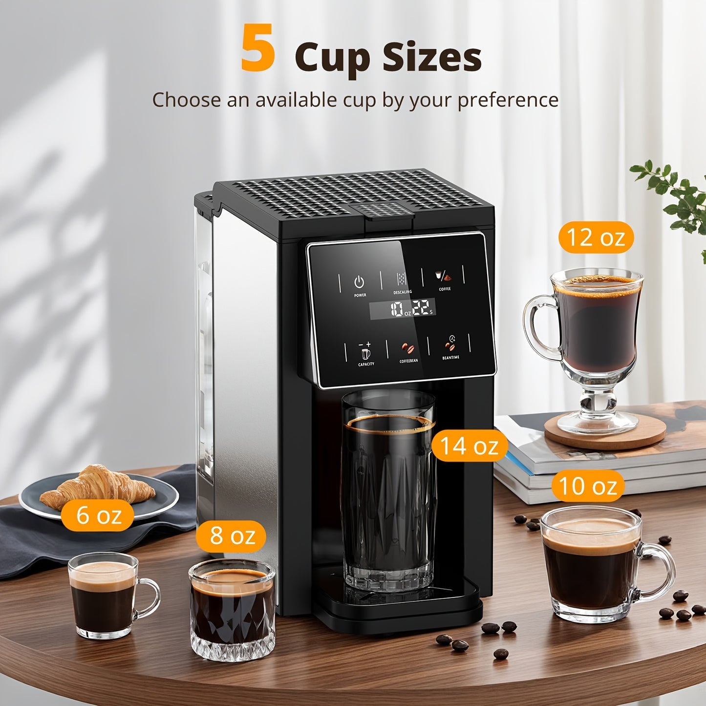 All-In-One Coffee Maker With 5 Grind Settings And K-Cup Compatibility