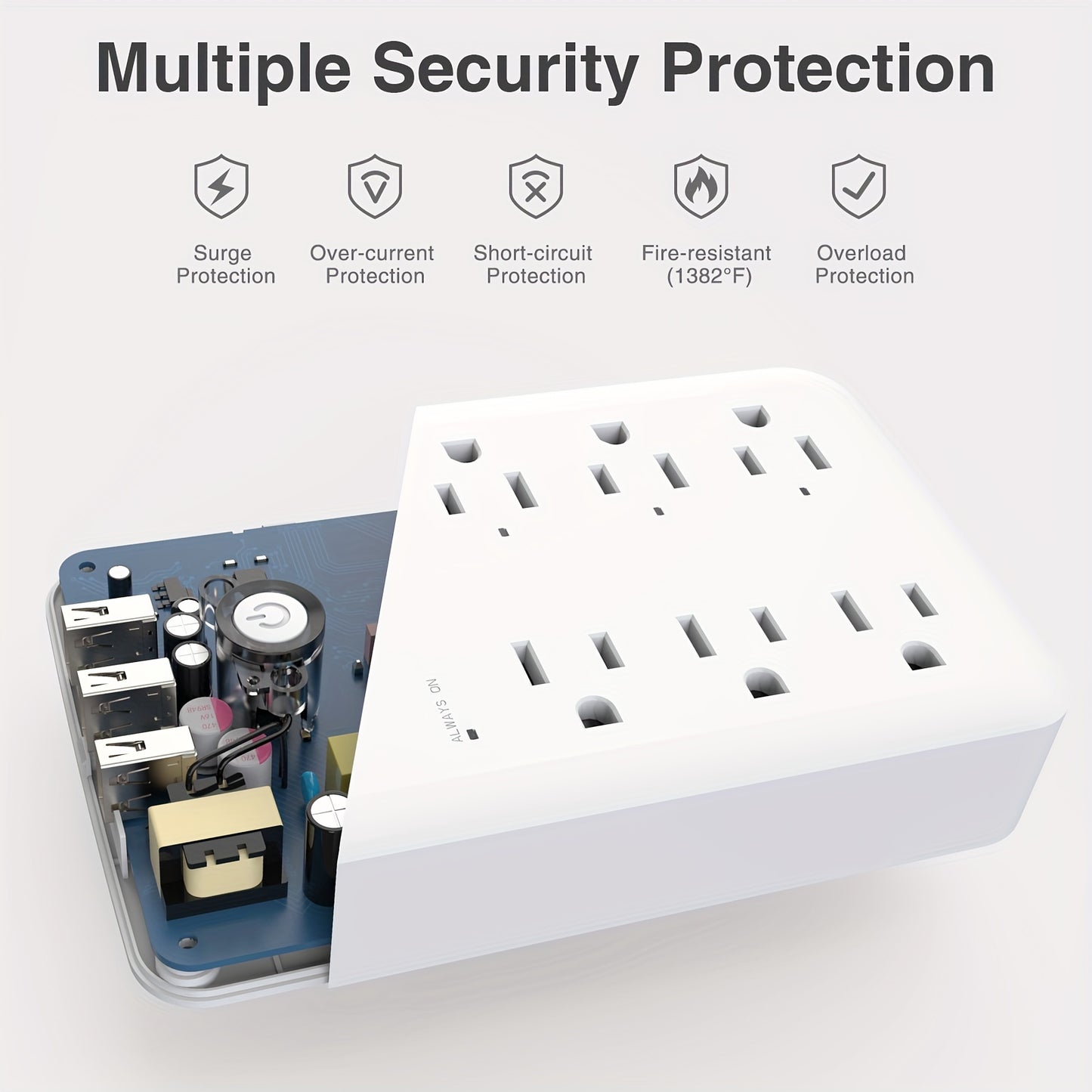 Gosund Power Strip With 3 USB Ports And Individual Outlets