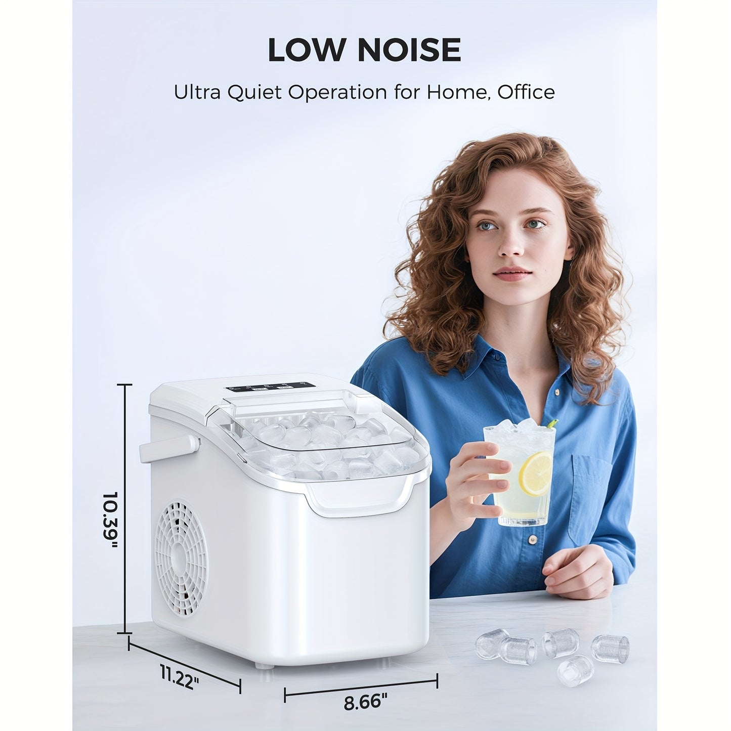 Countertop Ice Maker, Portable Ice Maker, Self-Cleaning Ice Maker, 26.5 Lbs/24 Hours, 9 Ice Cubes Ready in 8 Minutes, for Home/Office/Kitchen