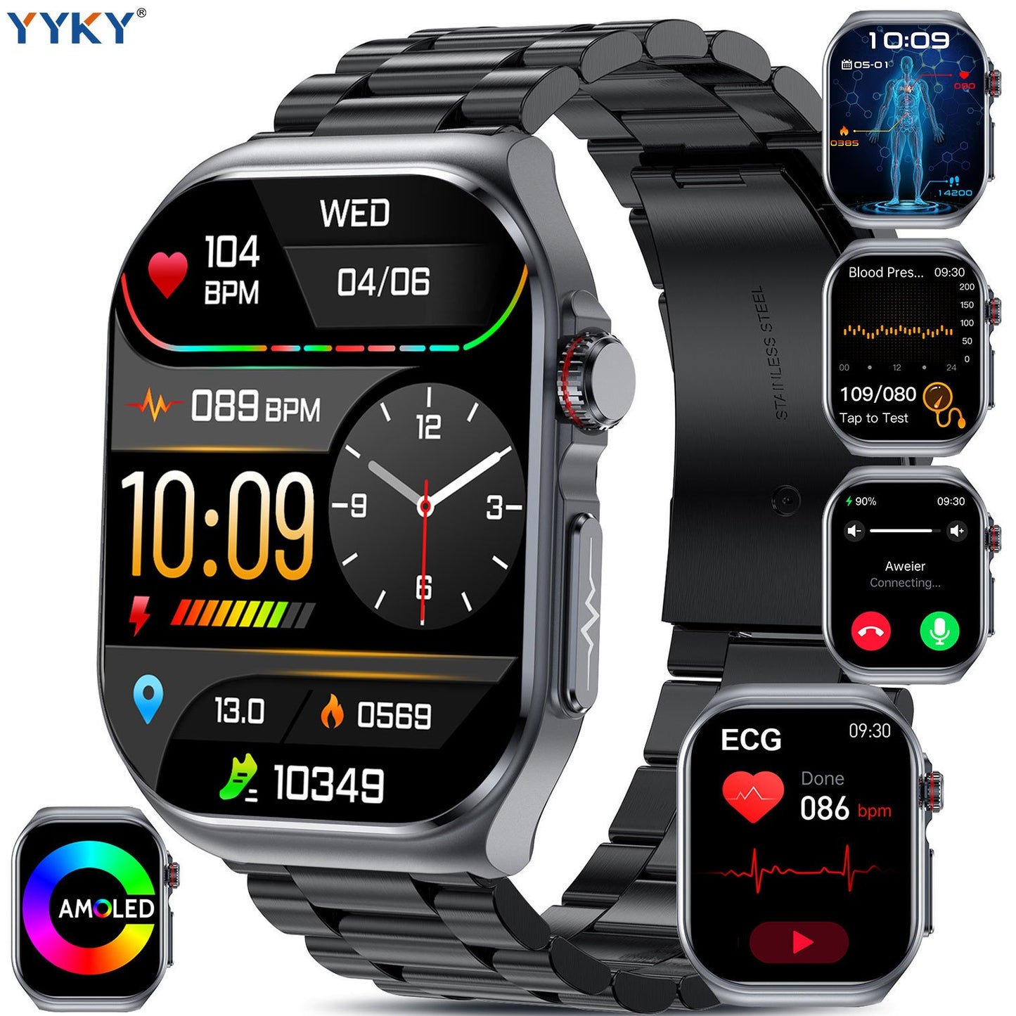 Smartwatch YYKY AMOLED Display, 530mAh Battery, NFC, Multi-Sport