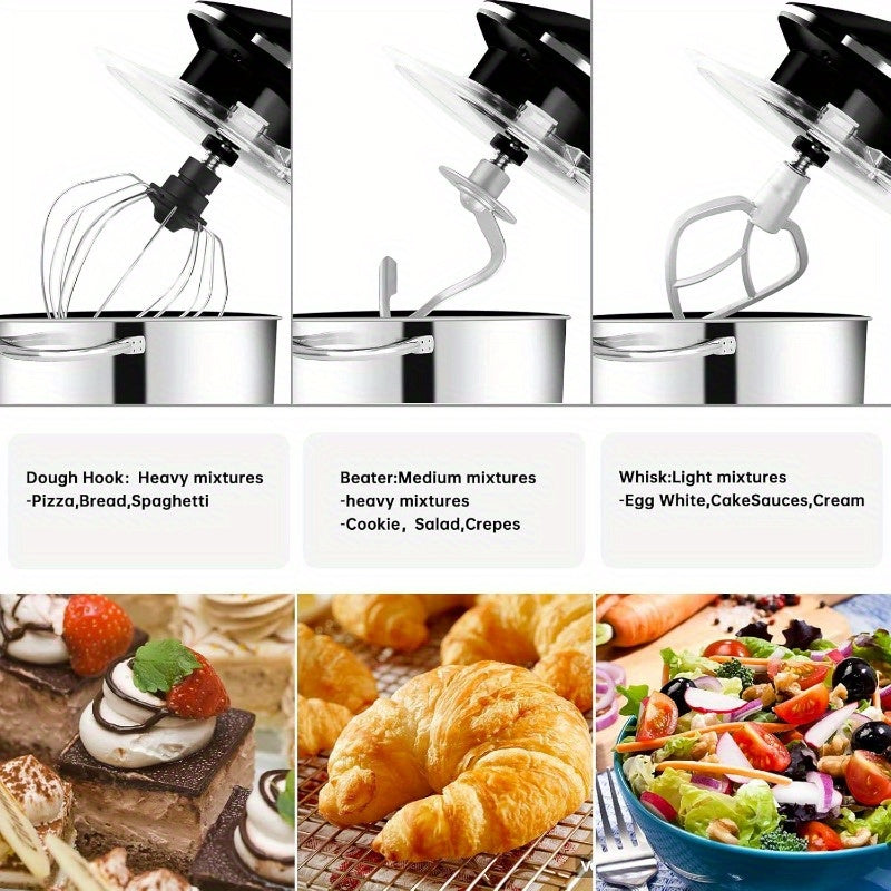 [Seedeem Electric Stand Mixer] Seedeem 6Qt Electric Stand Mixer, 660W 6-Speeds Tilt-Head with Dishwasher-Safe Dough Hook, Wire Whip & Beater for Daily Use, Black