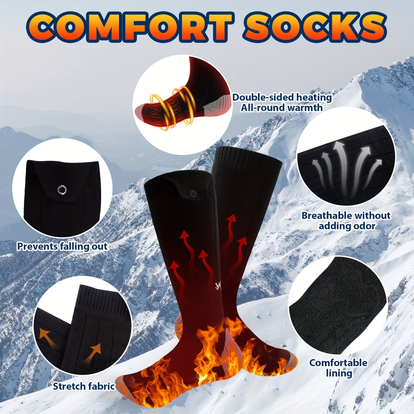 WNDY'S DREAM Heated Socks With 5000mAh Rechargeable Battery, Unisex