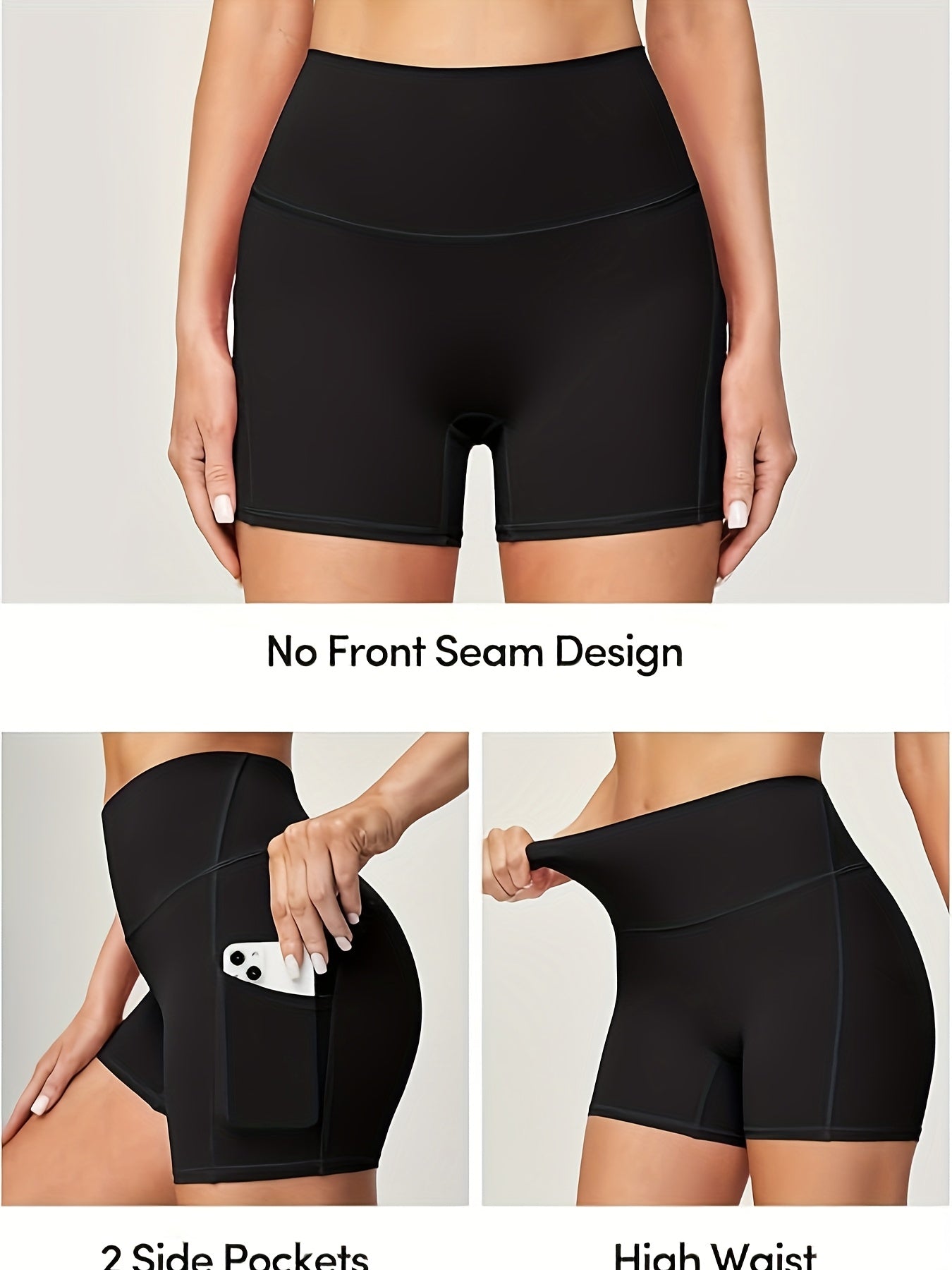 Three Piece Women's Portable Yoga Three Piece Pants with Pockets, Stretch Fitness Exercise Shorts