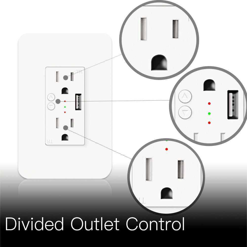 MOES WiFi Enabled Smart Wall Outlet With USB Interface