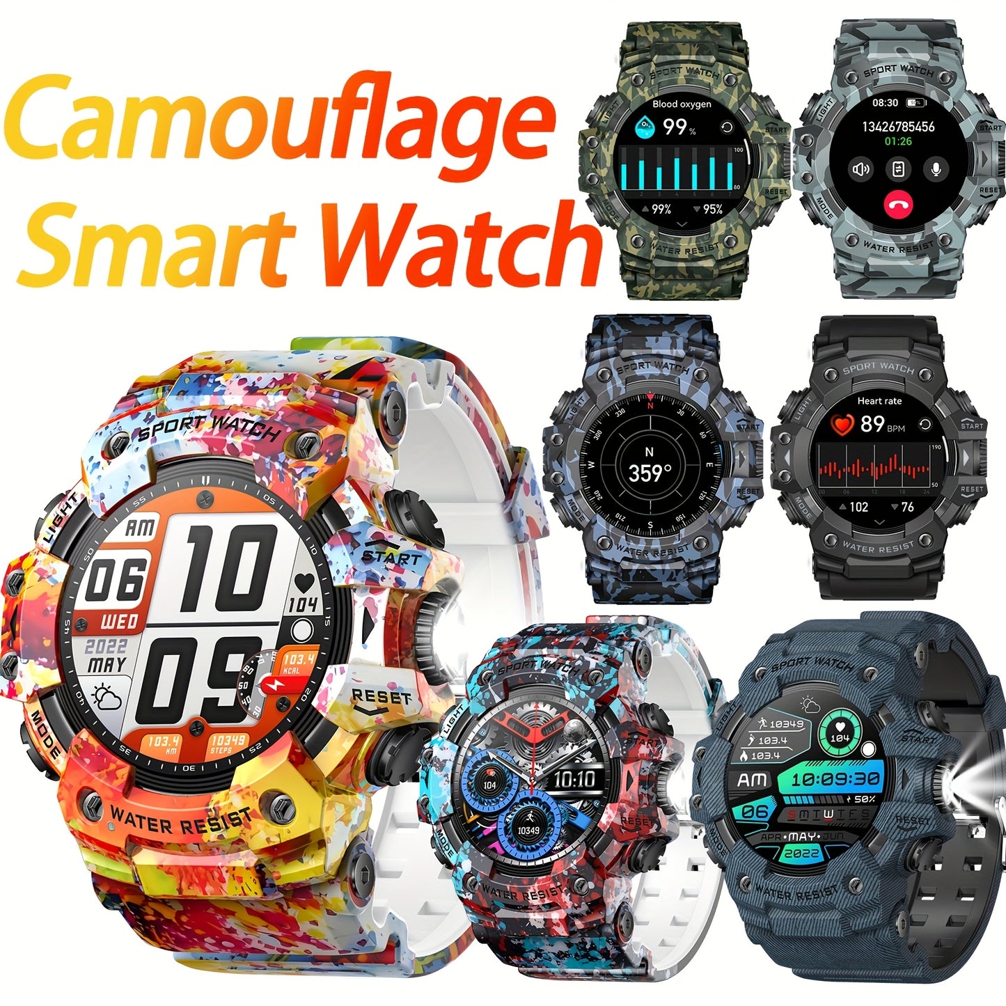 Smart Watches for Men (Answer/Make Call), Outdoor Watch with LED Flashlight, 1.32" TFT Screen Watch, 100+ Sport Modes, SOS, Sleep Tracker, Fitness Watch Health Watch for iPhone/Android - Cool Gifts for Men