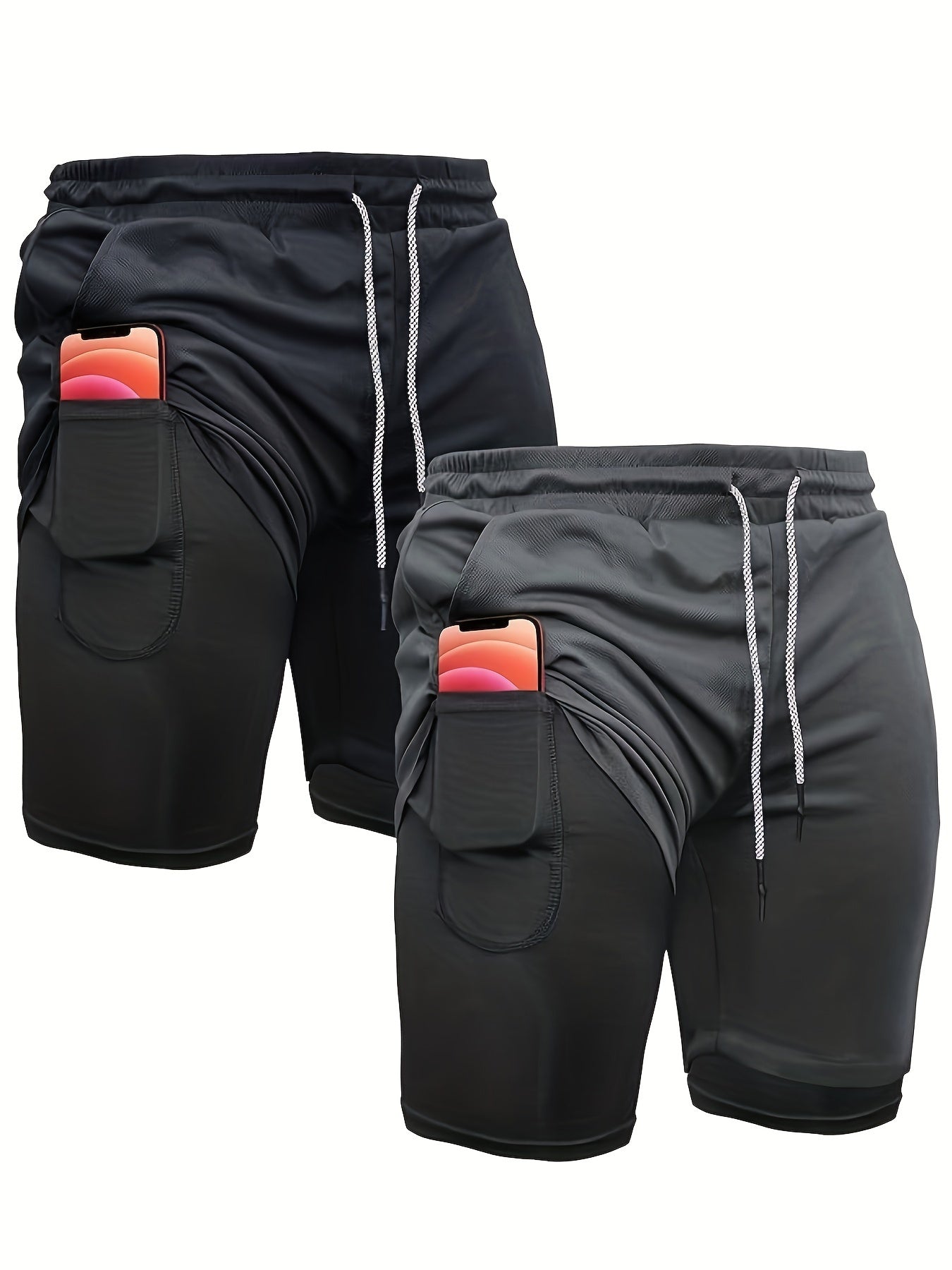 OEBLD Men's 2-in-1 Running Shorts Lightweight Polyester