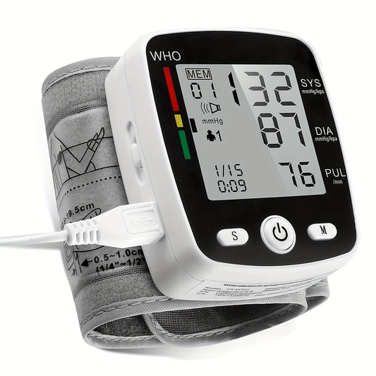 Rechargeable/Battery- Digital Wrist Blood Pressure Monitor with Large LCD Display & Voice Alerts (Optional) - Portable Cuff Suitable for, Travel, Management - Device with Memory Storage