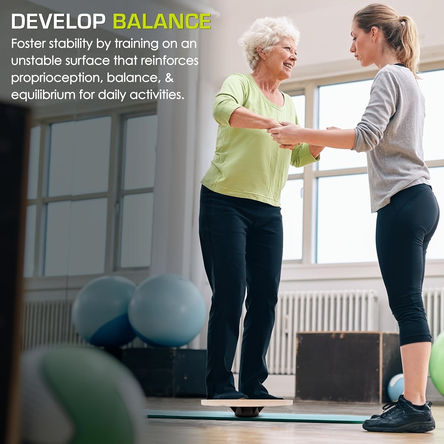 15.6'' Multifunctional Wooden Wobble Balance Board - 360° Rotating Stability Trainer with Non-Slip Surface | Full-Body Core Workout & Physical Relax | Home Gym & Rehabilitation Essential