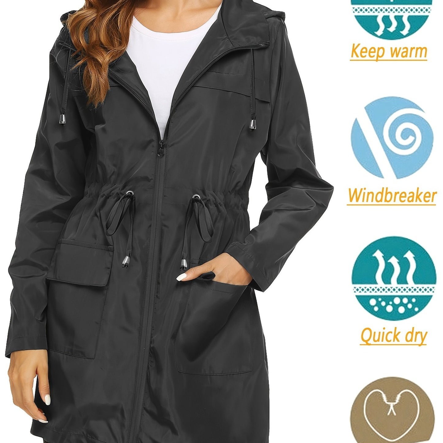 KTILG Raincoat Waterproof Lightweight Hooded Outerwear