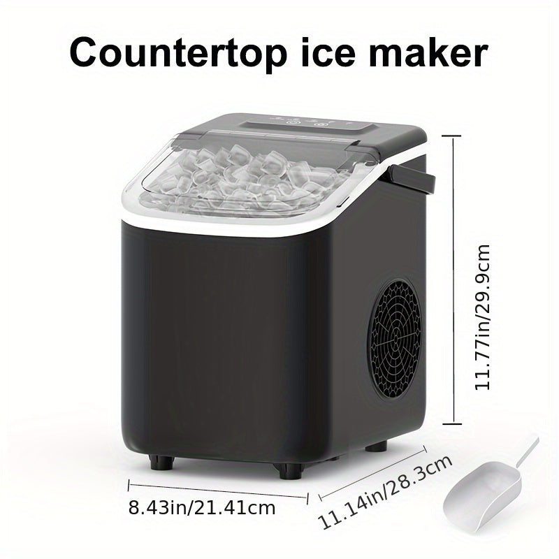 Ice Maker, with A Handle On The Countertop, Make 9 Bullet-shaped Ice Cubes In 6 Minutes, 24-hour Ice-making Capacity Of 26 Pounds, Equipped with An Automatic Cleaning Function, Comes with An Ice Basket And An Ice Scoop