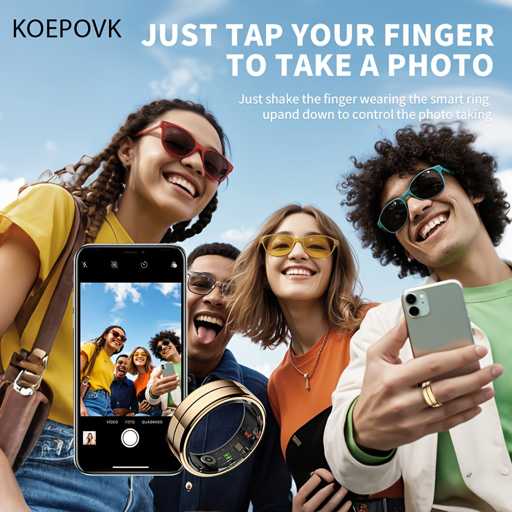 Smart Ring With Long Battery Life And Magnetic Charging - Stylish Stainless Steel Design With Built-in Wireless Sensor For Step Counting, Activity Tracking, Calorie Consumption, Sleep Monitoring, And Fitness Tracker (Golden,