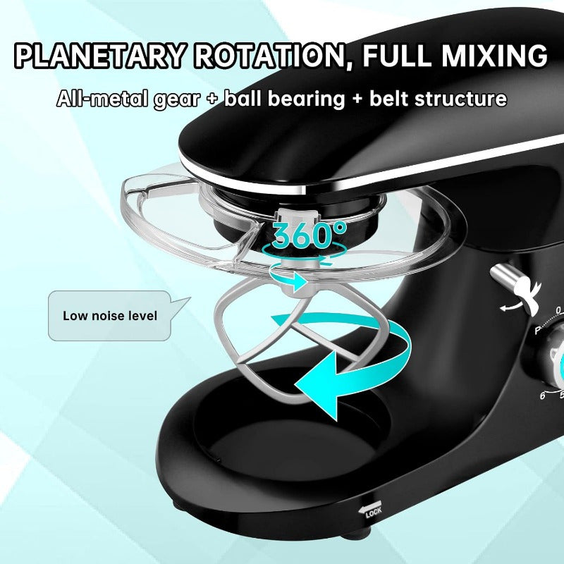 [Seedeem Electric Stand Mixer] Seedeem 6Qt Electric Stand Mixer, 660W 6-Speeds Tilt-Head with Dishwasher-Safe Dough Hook, Wire Whip & Beater for Daily Use, Black