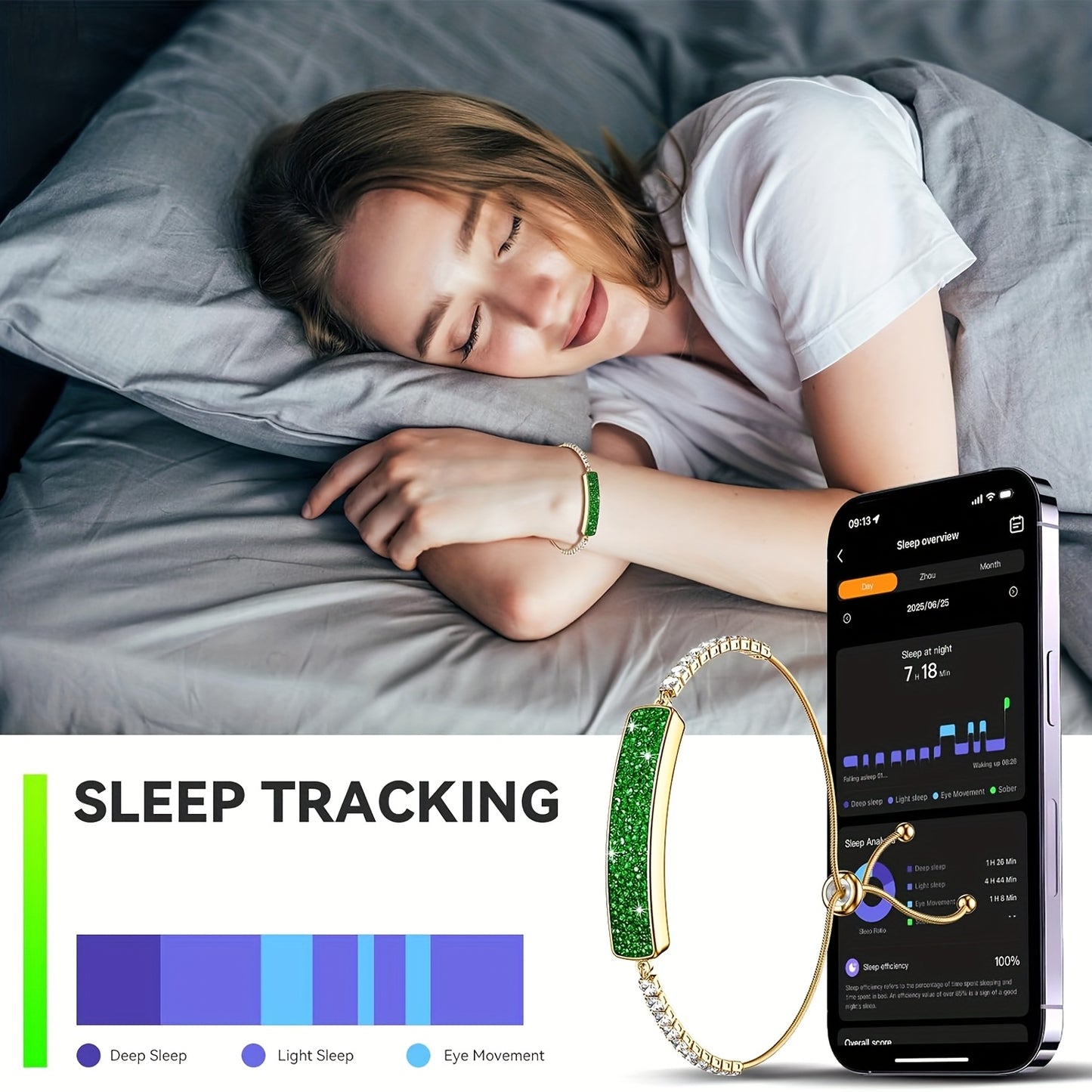 Smart Band With Luxury Diamond Bracelet Fitness Tracker For Women