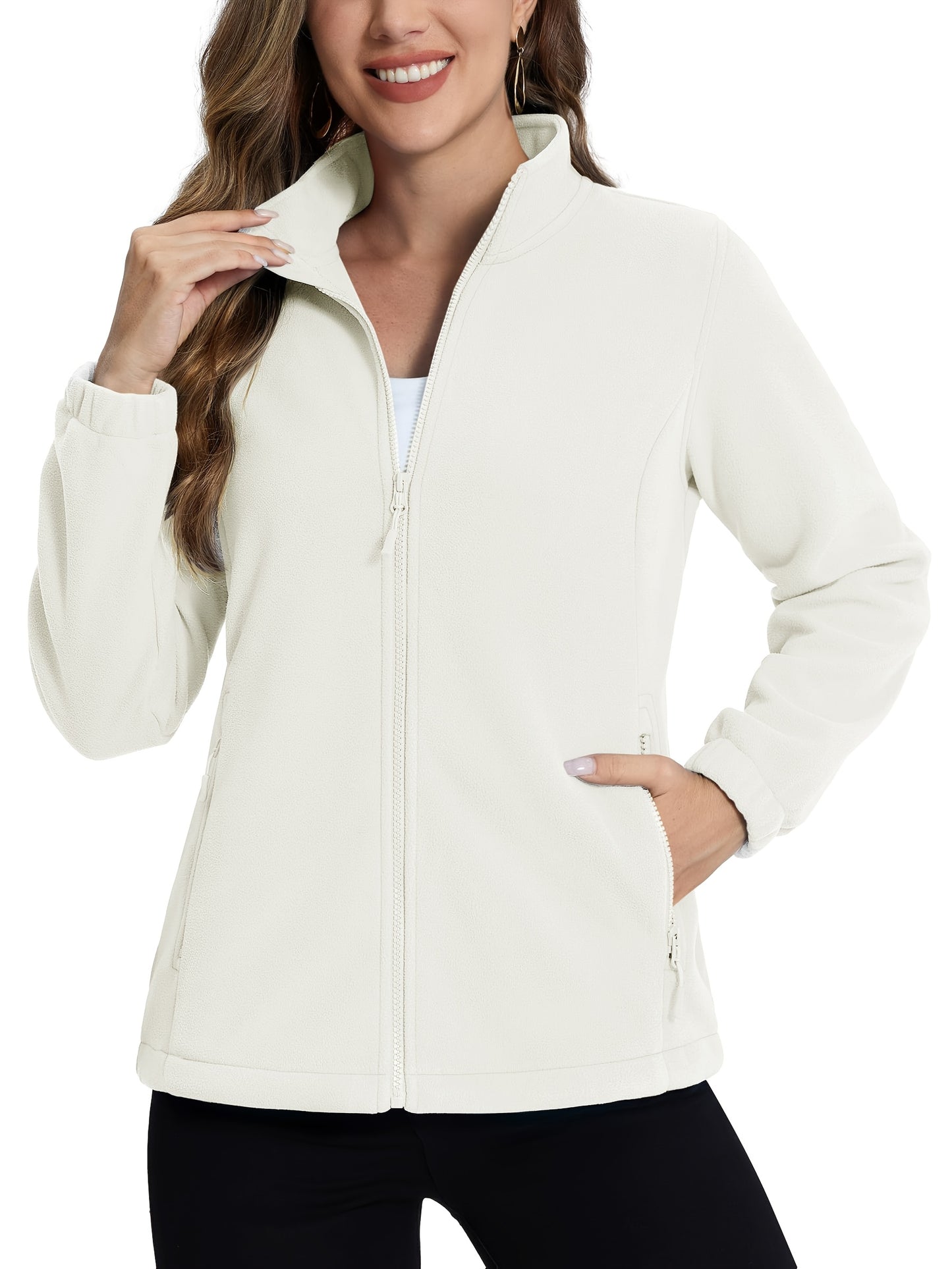 MAGNIVIT Women's Full-Zip Jacket, Stand-Collar Lightweight Polyester