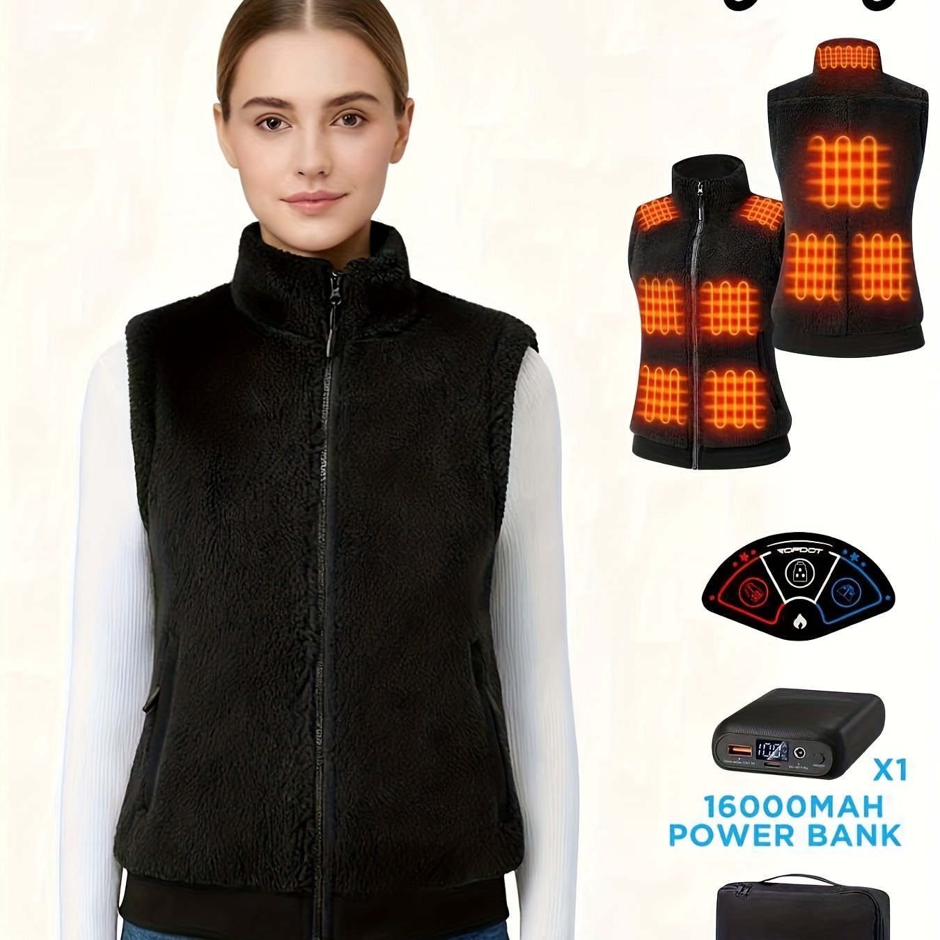 Heated Vest Fuzzy Fleece For Women 16000mAh Battery