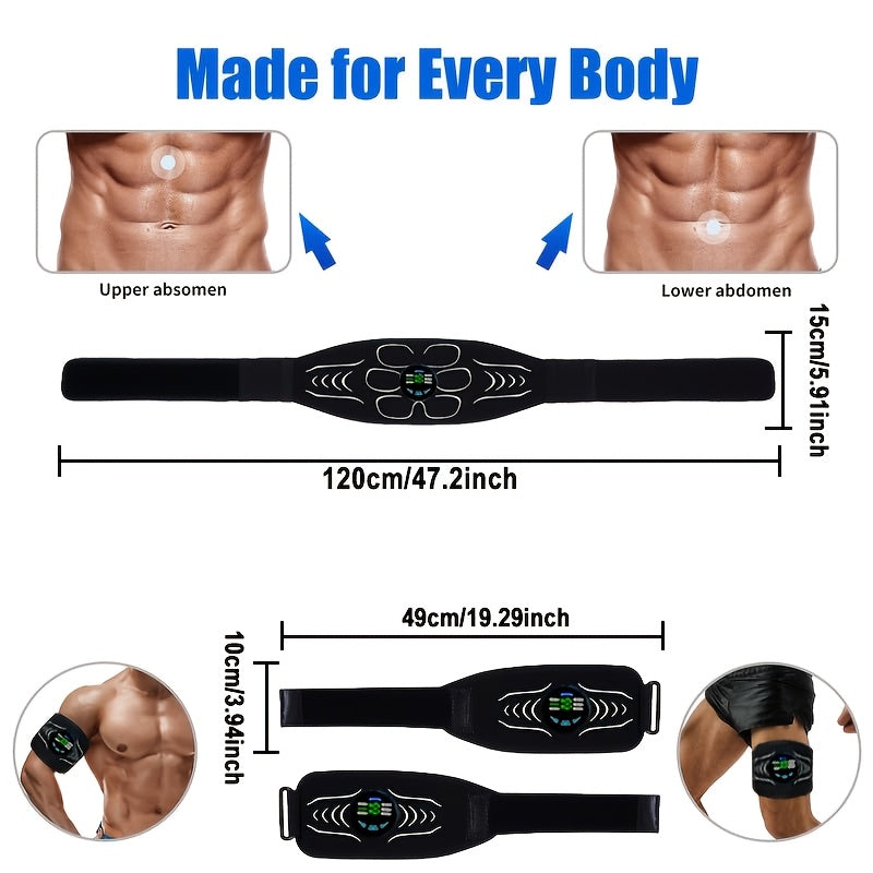 Rechargeable EMS Muscle Stimulator, ABS Fitness Belt, Abdominal Muscle Training And Physical Stimulator - Full-body Relaxation And Fitness, Suitable for Travel, Home Massage, Office, Etc. (Set Includes Abdominal Trainer *1+ A