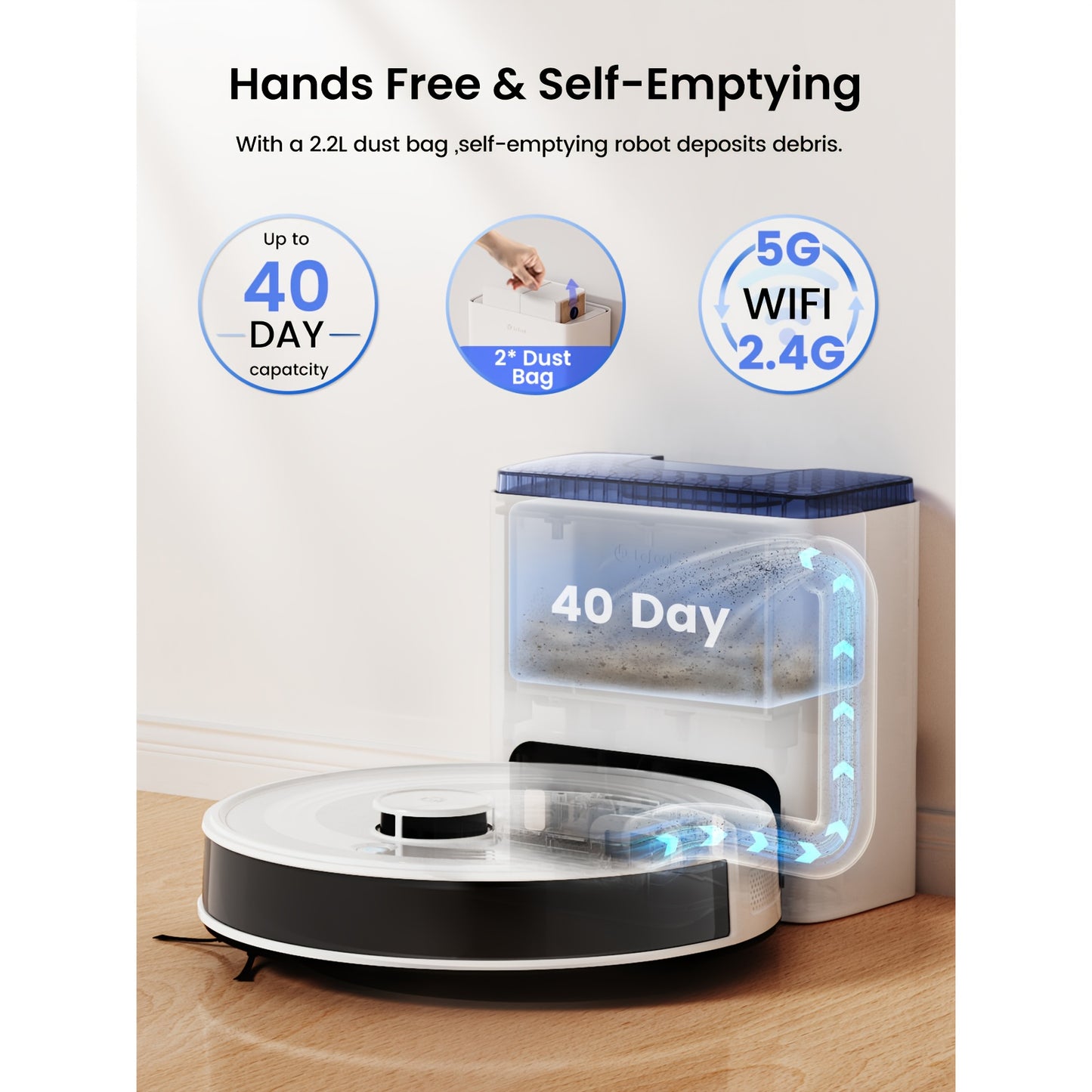 LEFANT Robot Vacuum And Mop Combo With LiDAR Navigation