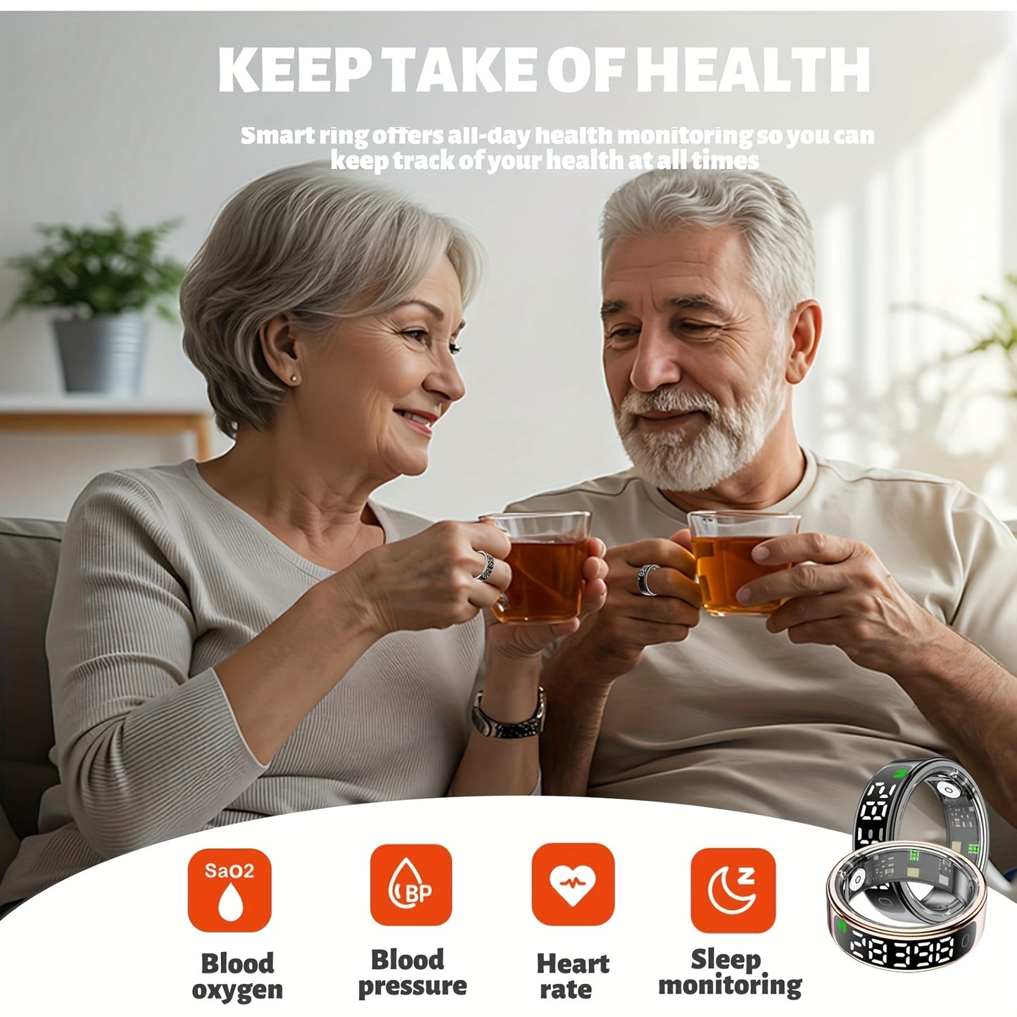 Smart Health Ring Titanium Alloy With Display