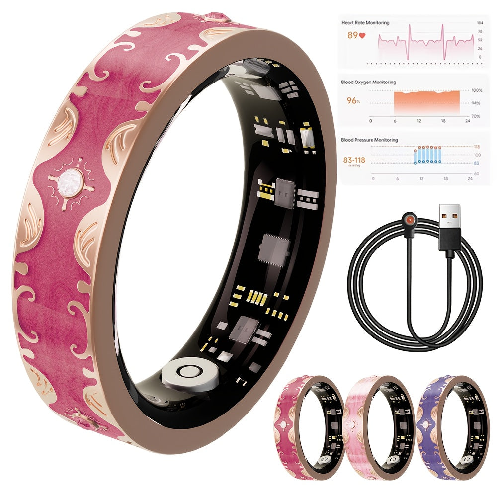 Smart Ring for Women - Activity Ring and Fitness Tracker with Step, Distance, Calorie, Menstrual Cycle Tracker, Health Rings for iPhone Android, No Subscription Fee, IP68 Waterproofing Intelligent Ring - Ideal Gift for Mom/Gi