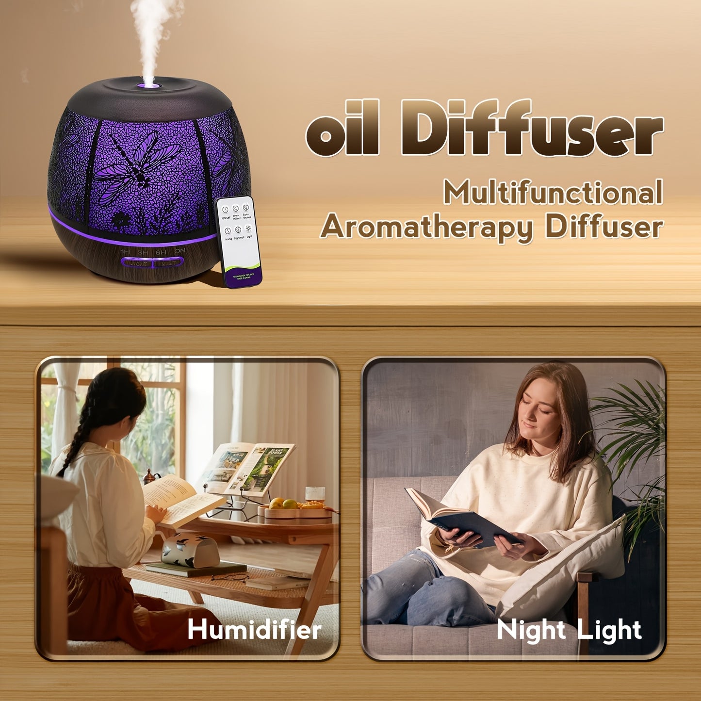 NANAROCCID Metal Aromatherapy Diffuser With 7-Color LED Lights