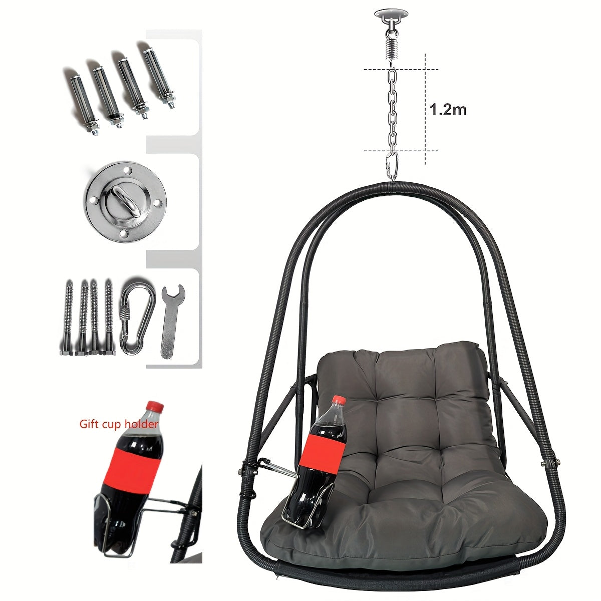 JESE Egg Basket Swing Chair Cushioned For Outdoor Leisure