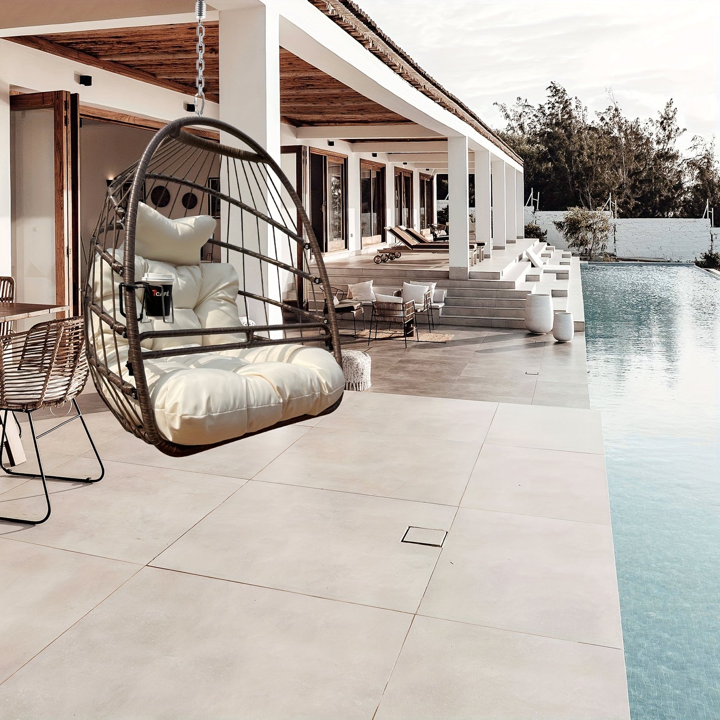 JESE Egg Basket Swing Chair Cushioned For Outdoor Leisure