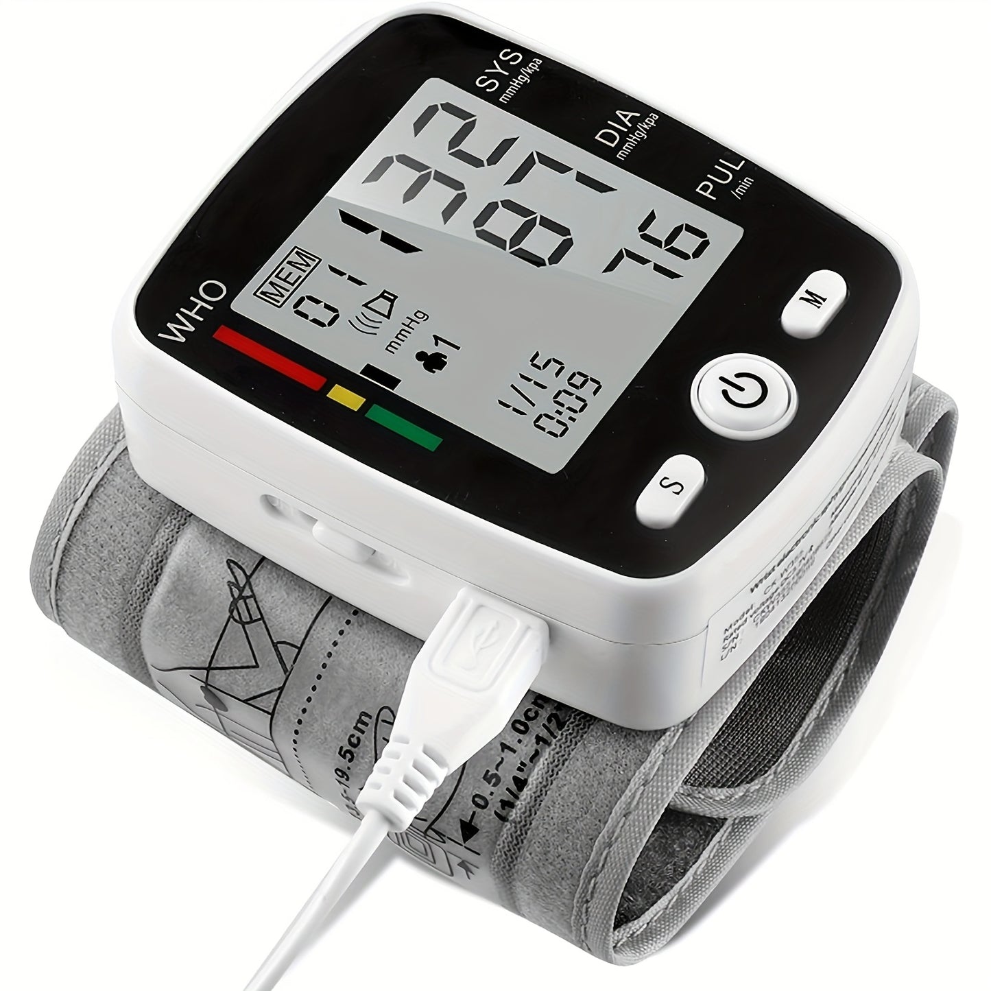 Rechargeable/Battery- Digital Wrist Blood Pressure Monitor with Large LCD Display & Voice Alerts (Optional) - Portable Cuff Suitable for, Travel, Management - Device with Memory Storage