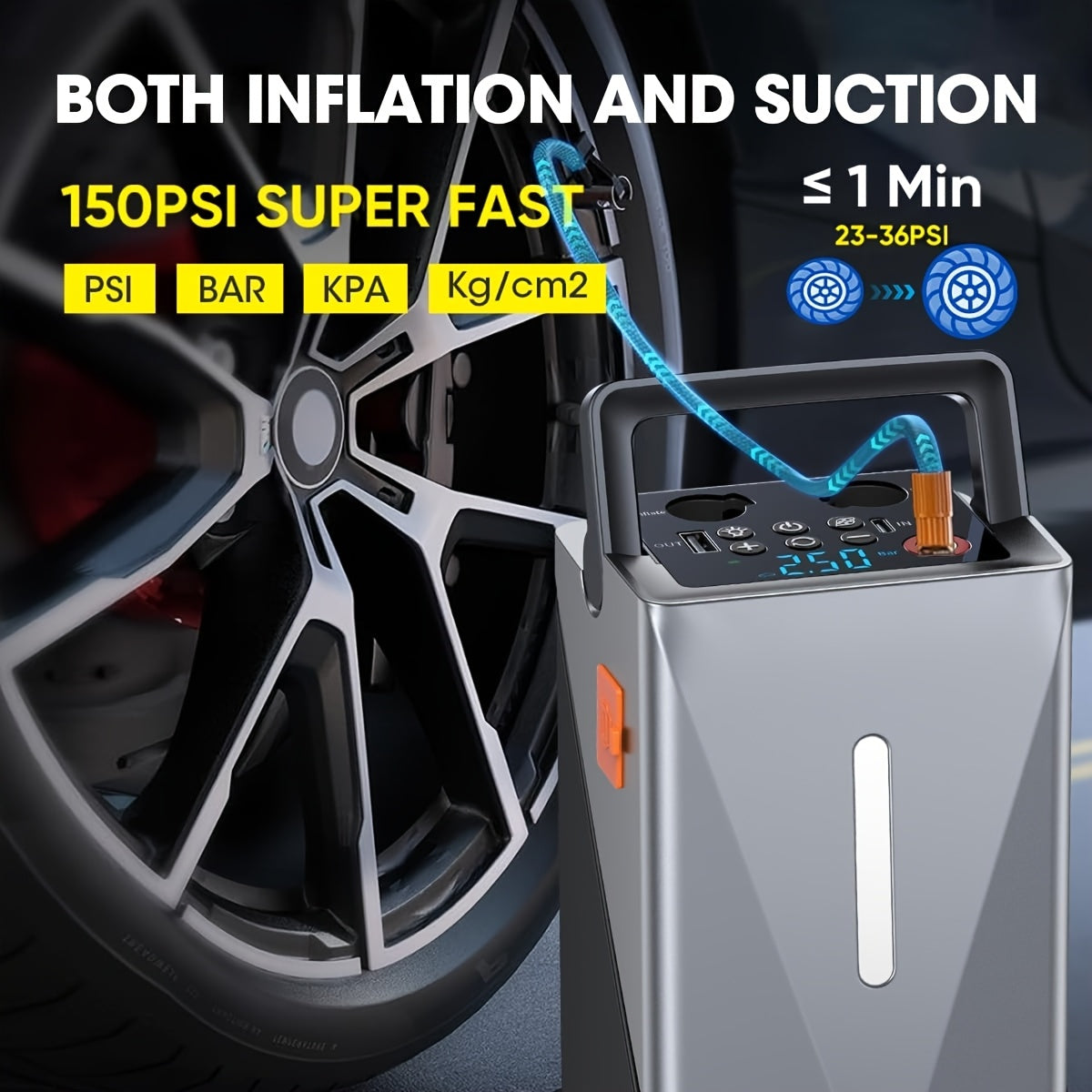 Jump Starter With Air Compressor Portable Battery Charger