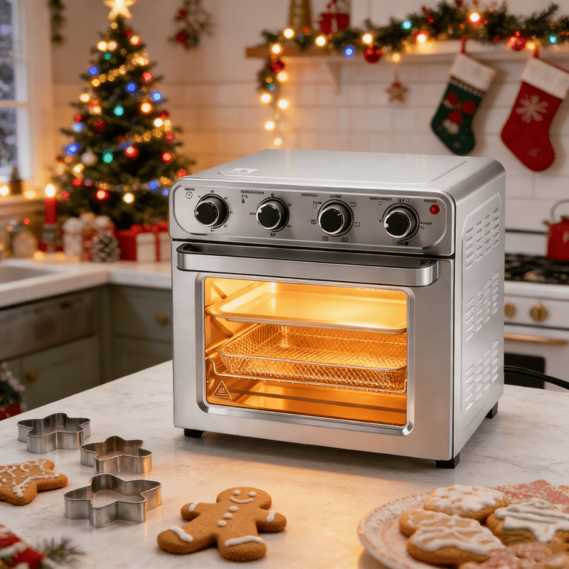26.4QT Air Fryer 4-in-1 Convection Oven Countertop Stainless Steel Large Capacity 450°F High Temperature 4 Accessories