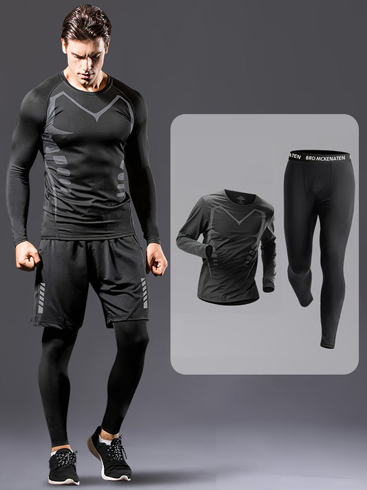 Men's Compression Training Suit With High-Stretch Quick-Dry Fabric