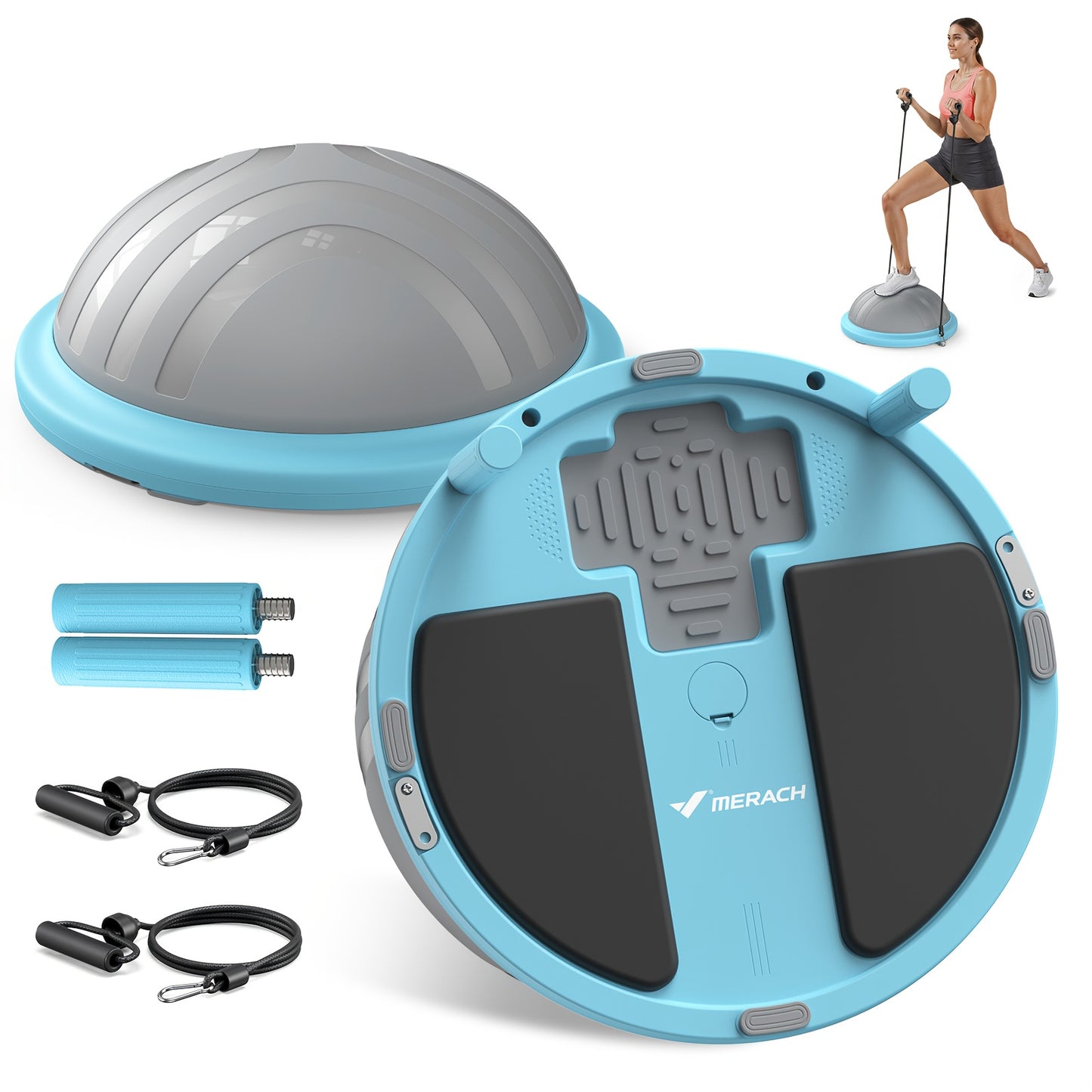 MERACH Bosu Ball, Yoga Balance Ball, Foot Balance Ball Training Pilates, Thickened Yoga ball, Core Fitness Equipment, Balance Trainer, Core Workout, Portable Fitness, Compact Exercise Tool, Sturdy Workout Gear, Nonslip Surfac