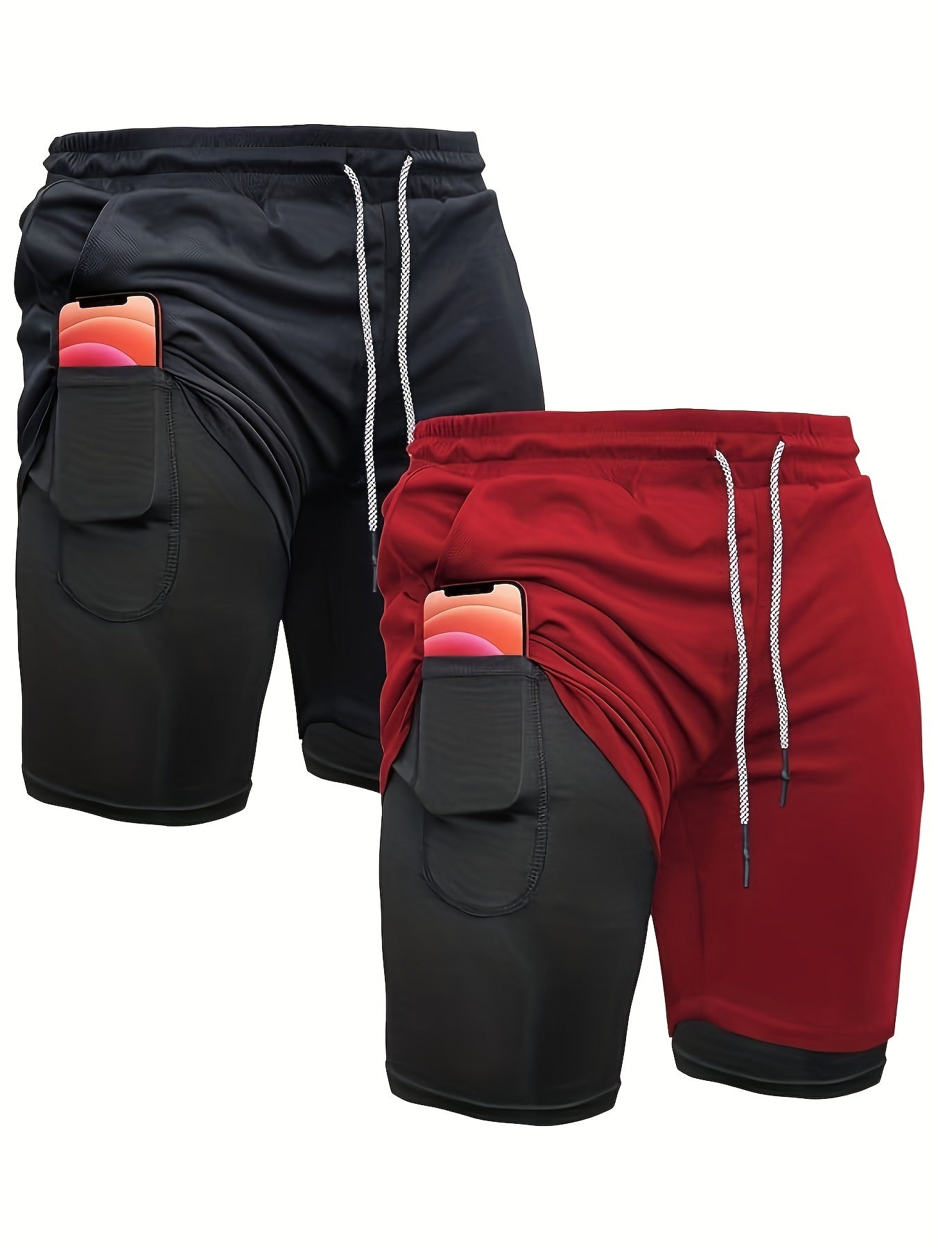 OEBLD Men's 2-in-1 Running Shorts Lightweight Polyester