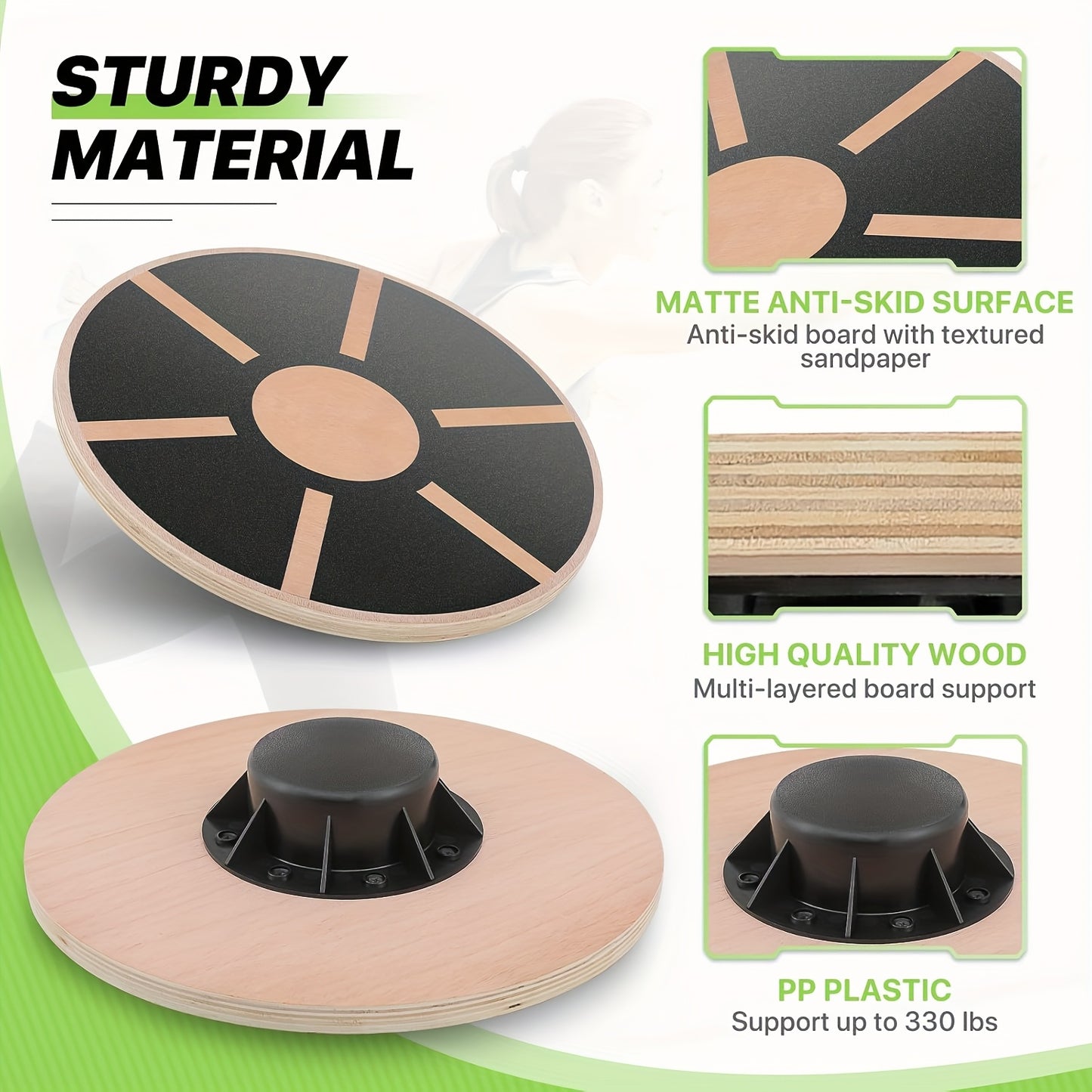 15.6'' Multifunctional Wooden Wobble Balance Board - 360° Rotating Stability Trainer with Non-Slip Surface | Full-Body Core Workout & Physical Relax | Home Gym & Rehabilitation Essential