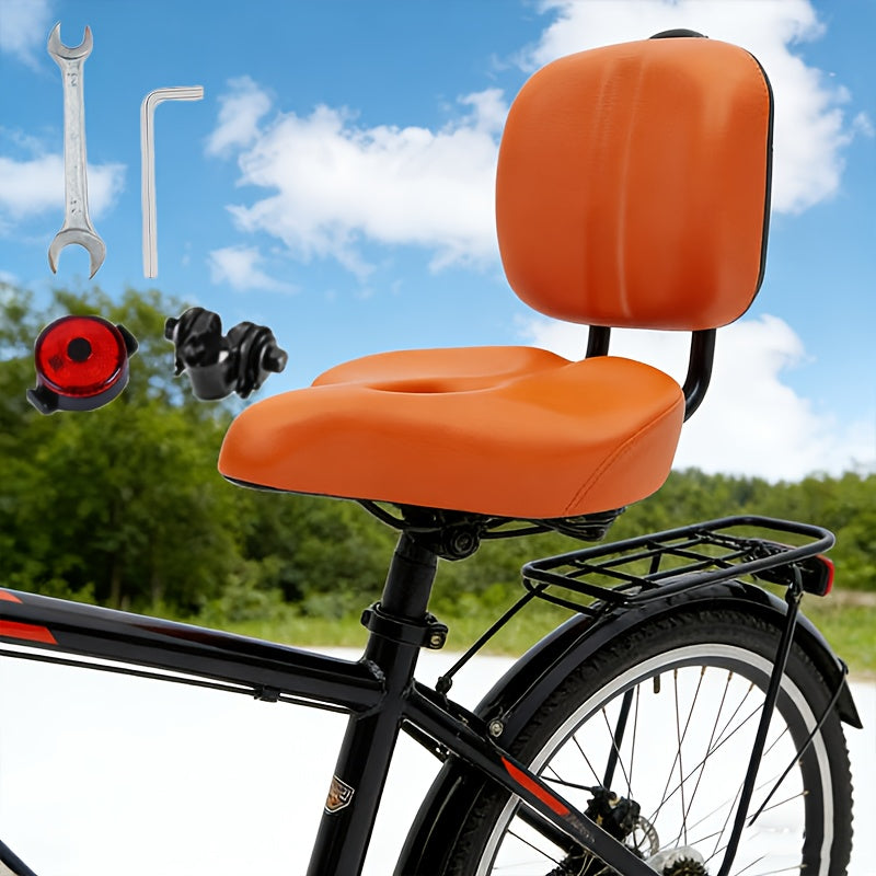 Bike Seat With Backrest PU Memory Foam Cushion Universal