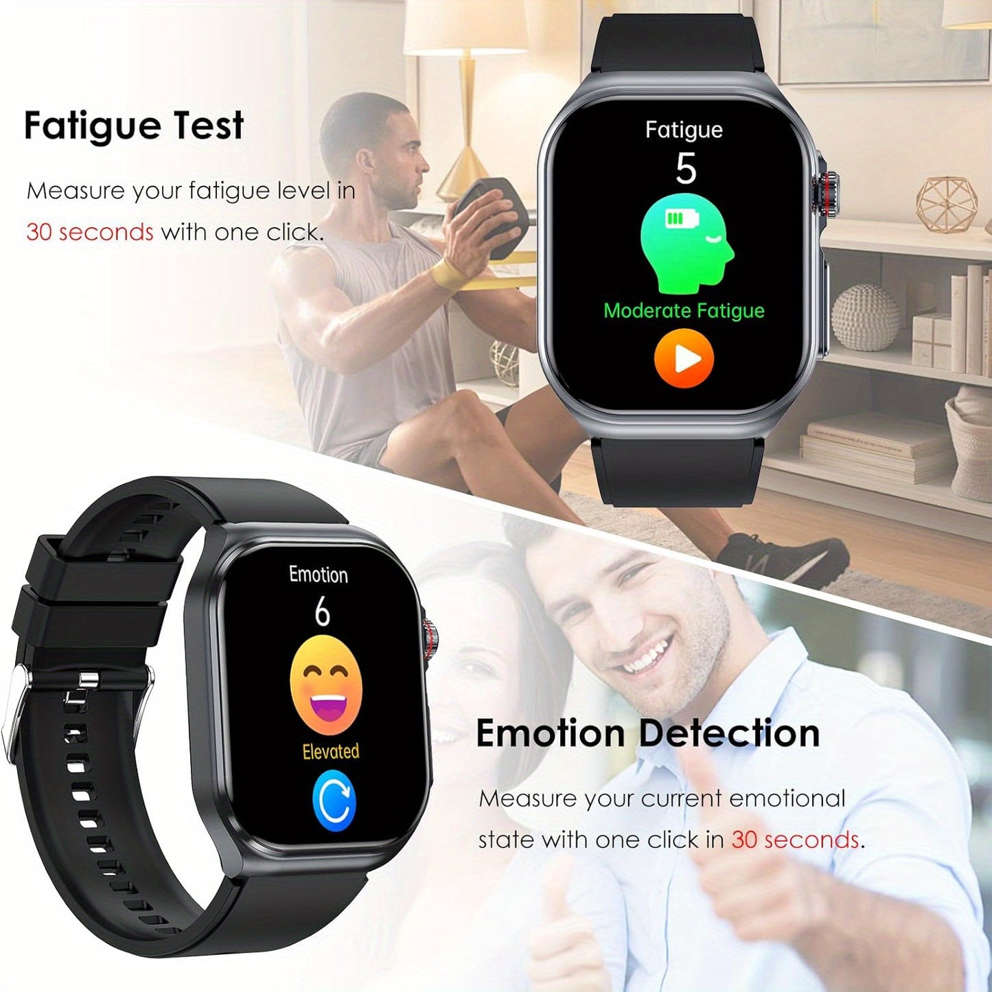 Smartwatch with 2.04" AMOLED Display, Long-Lasting Battery, Wireless Calling & NFC, Compatible for Android/iOS Smartphones, Voice Assistant/SOS, Menstrual Tracker & Weather App, Magnetic Charging, Unisex Smartwatch for Men &