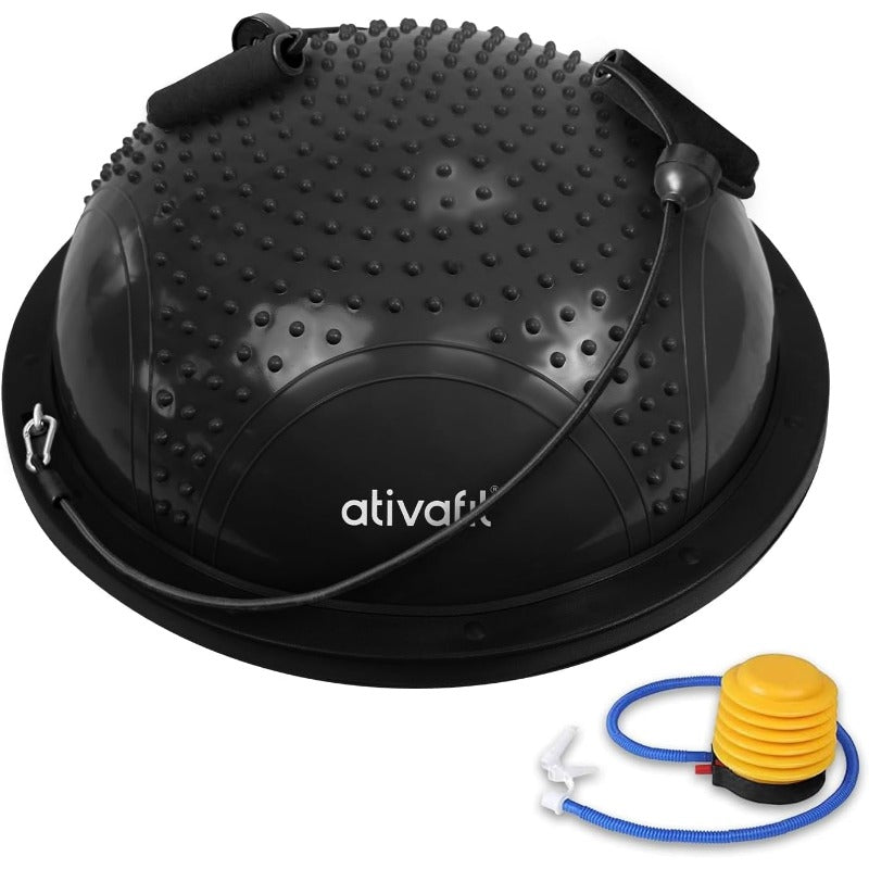 ATIVAFIT Half Exercise Ball With Massage Granules Resistance Bands