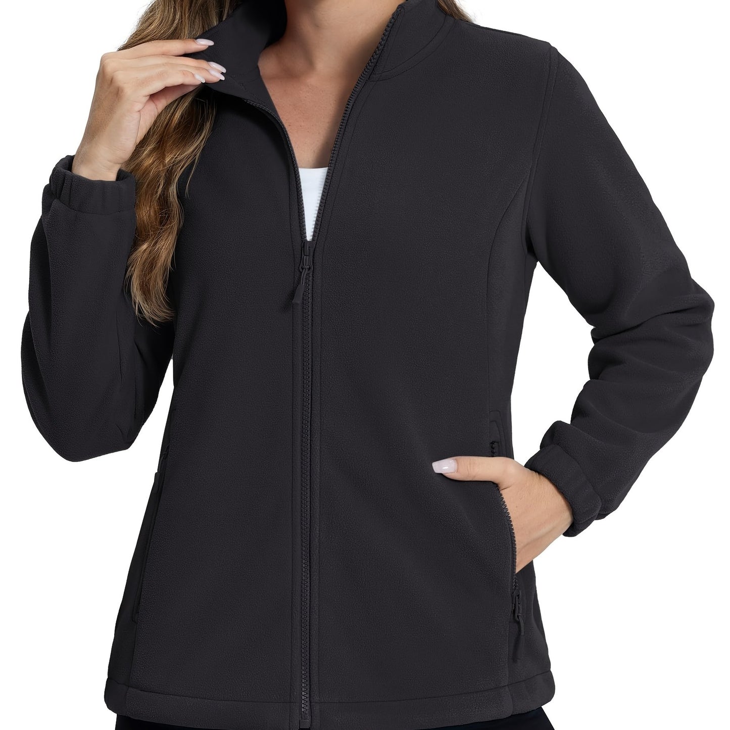 MAGNIVIT Women's Full-Zip Jacket, Stand-Collar Lightweight Polyester