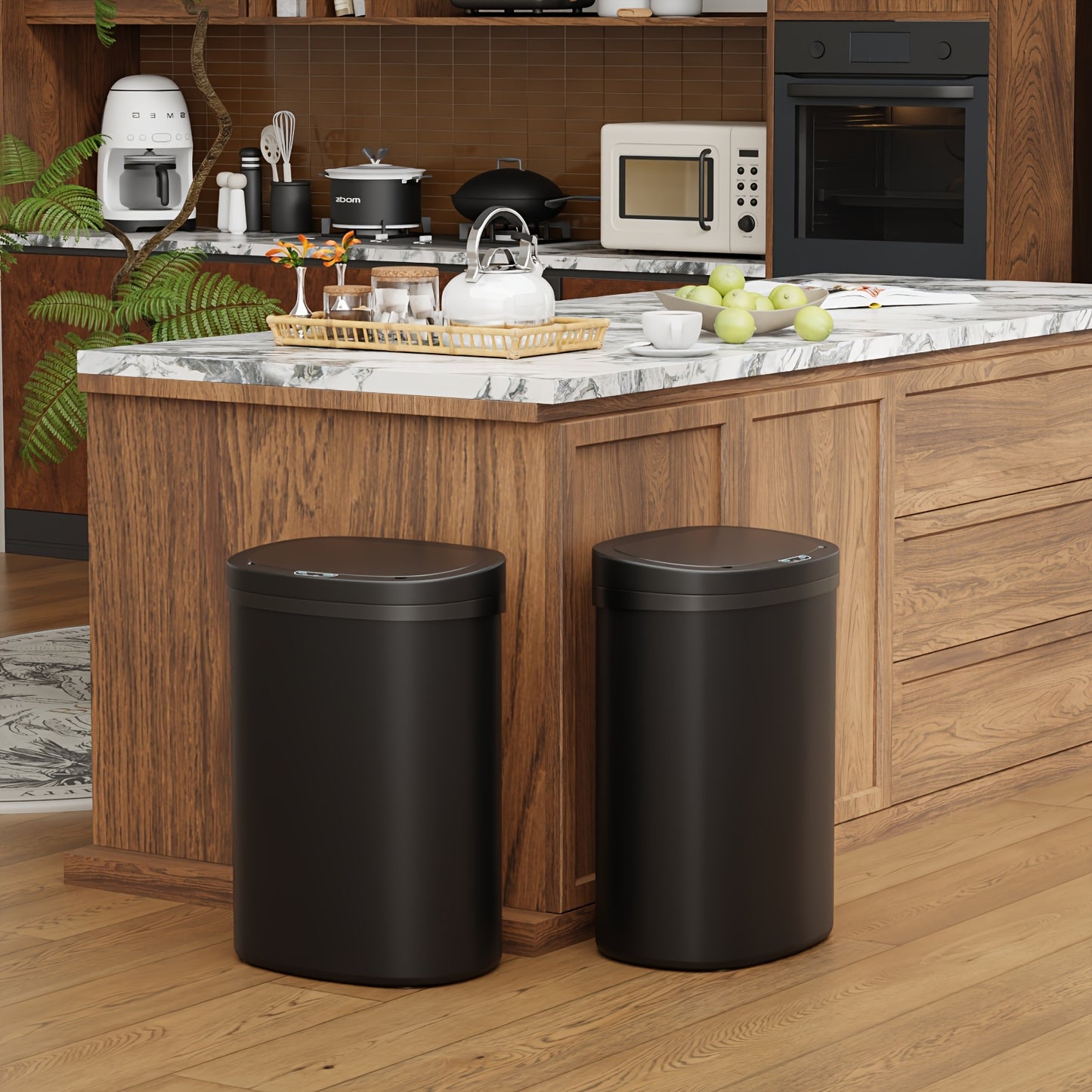 DOPINMIN Touchless Trash Can With Automatic Sensor Plastic Waste Bin