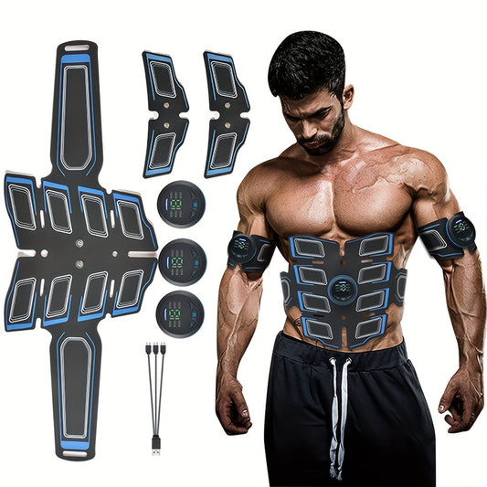 EMS Fitness Massage Belt with Muscle Stimulator - Rechargeable EMS Physiotherapy Device, 6 Modes & 18 Intensity Levels, Full-Body Workout Suitable for Gym, &, EMS Training Gift for Men &