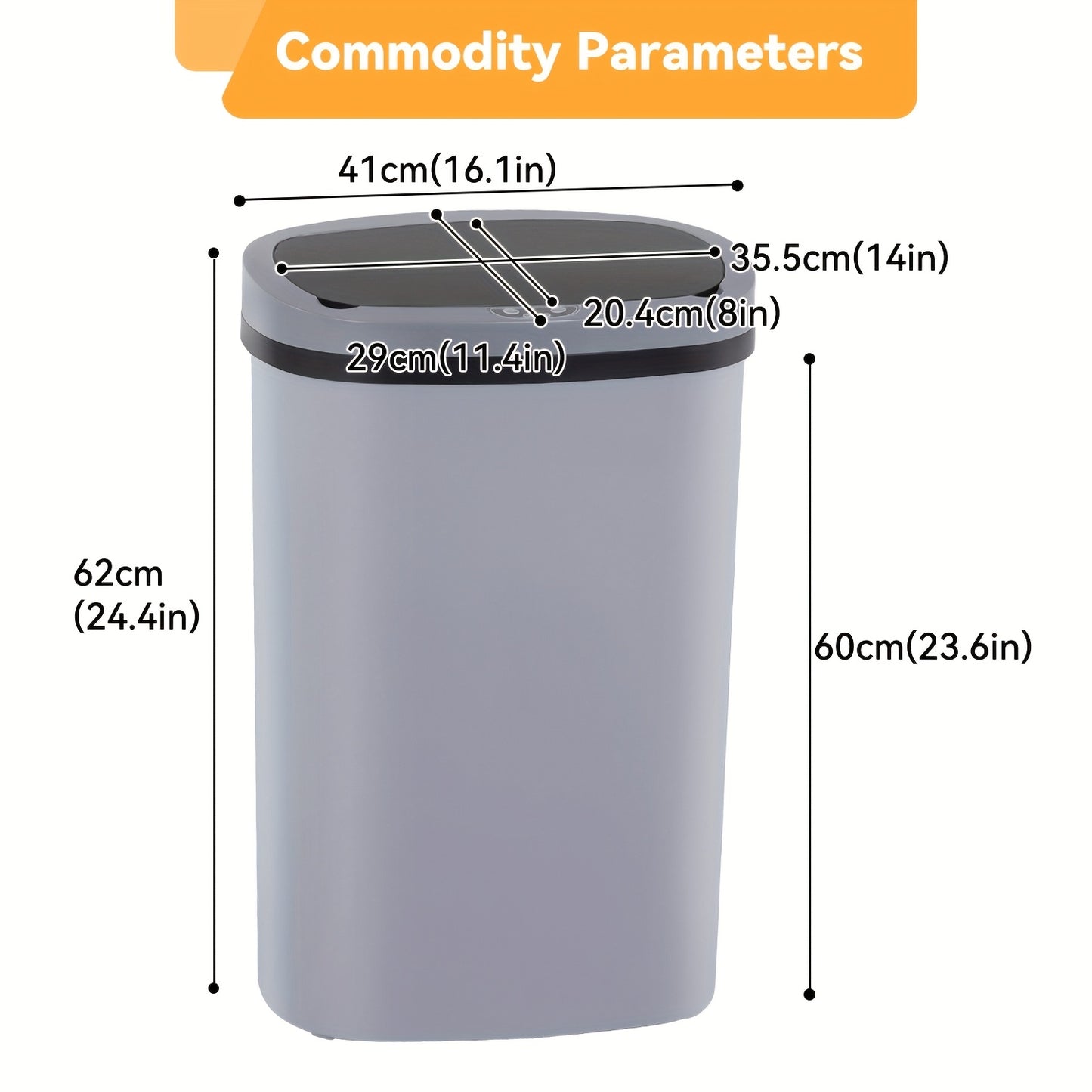 DOPINMIN Trash Can Brushed Metal Finish For Kitchen
