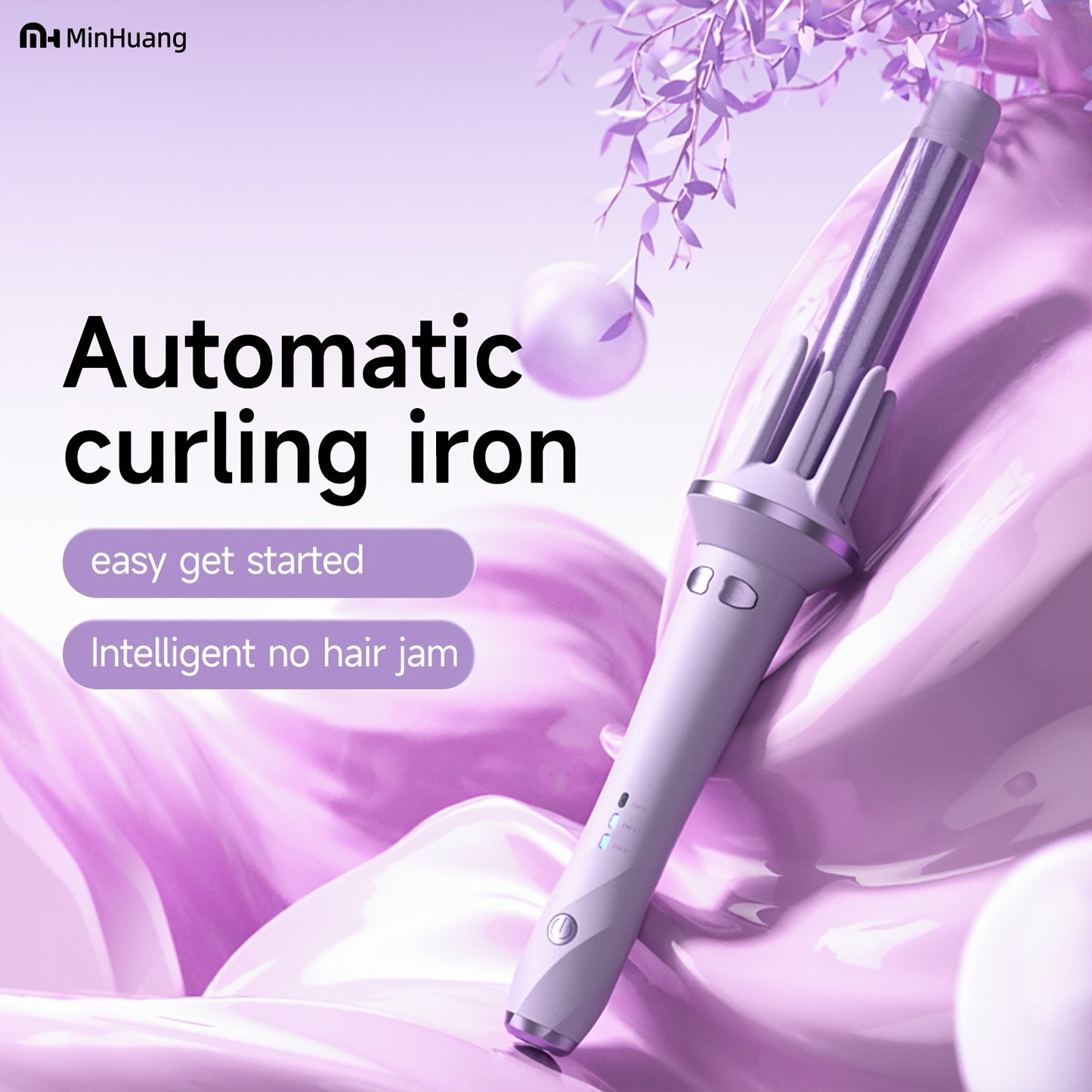 1pc-FCC! Automatic Hair Curler 28mm - Rotating Curling Iron with 3 Heat Settings, Safe Touch Cool Tip & 110V US Plug, Burn Protection for Beginners, Salon Results at Home