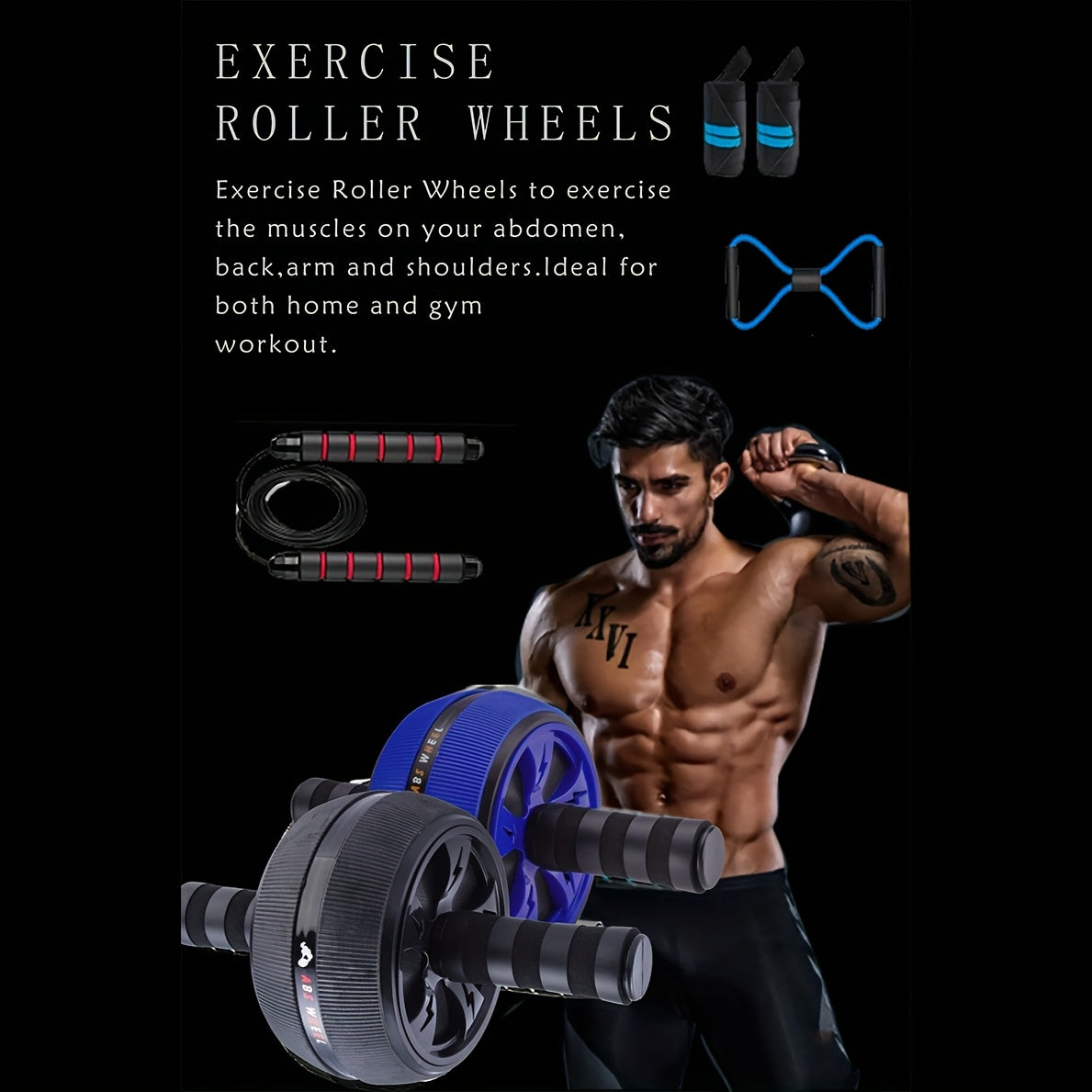Ab Workout Kit With Resistance Bands And Ab Roller
