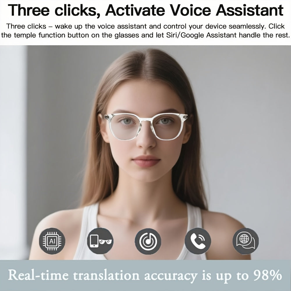 Ai Translator Smart Glasses Multi-Language Translation With Photochromic Lenses
